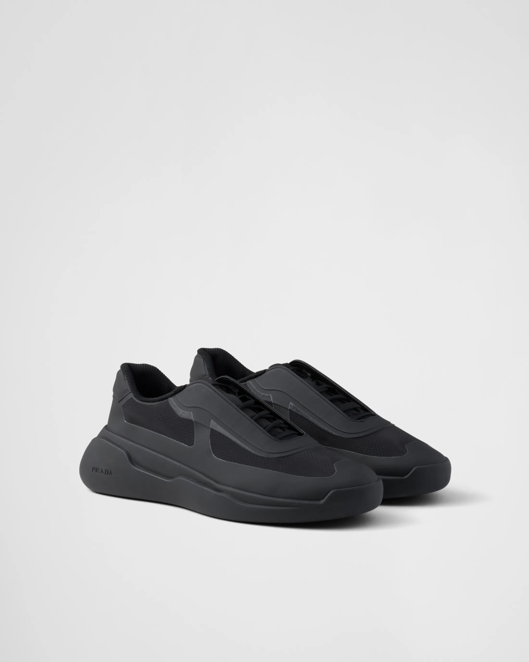 Prada America's Cup Re-Nylon and bike fabric sneakers Black Flash Sale