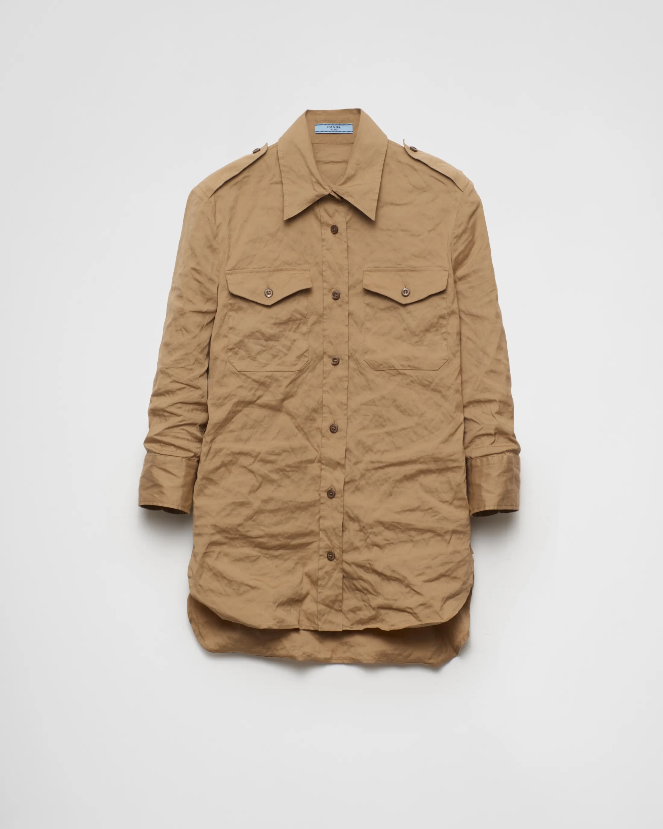 Prada Antique poplin shirt Khaki Flash Sale