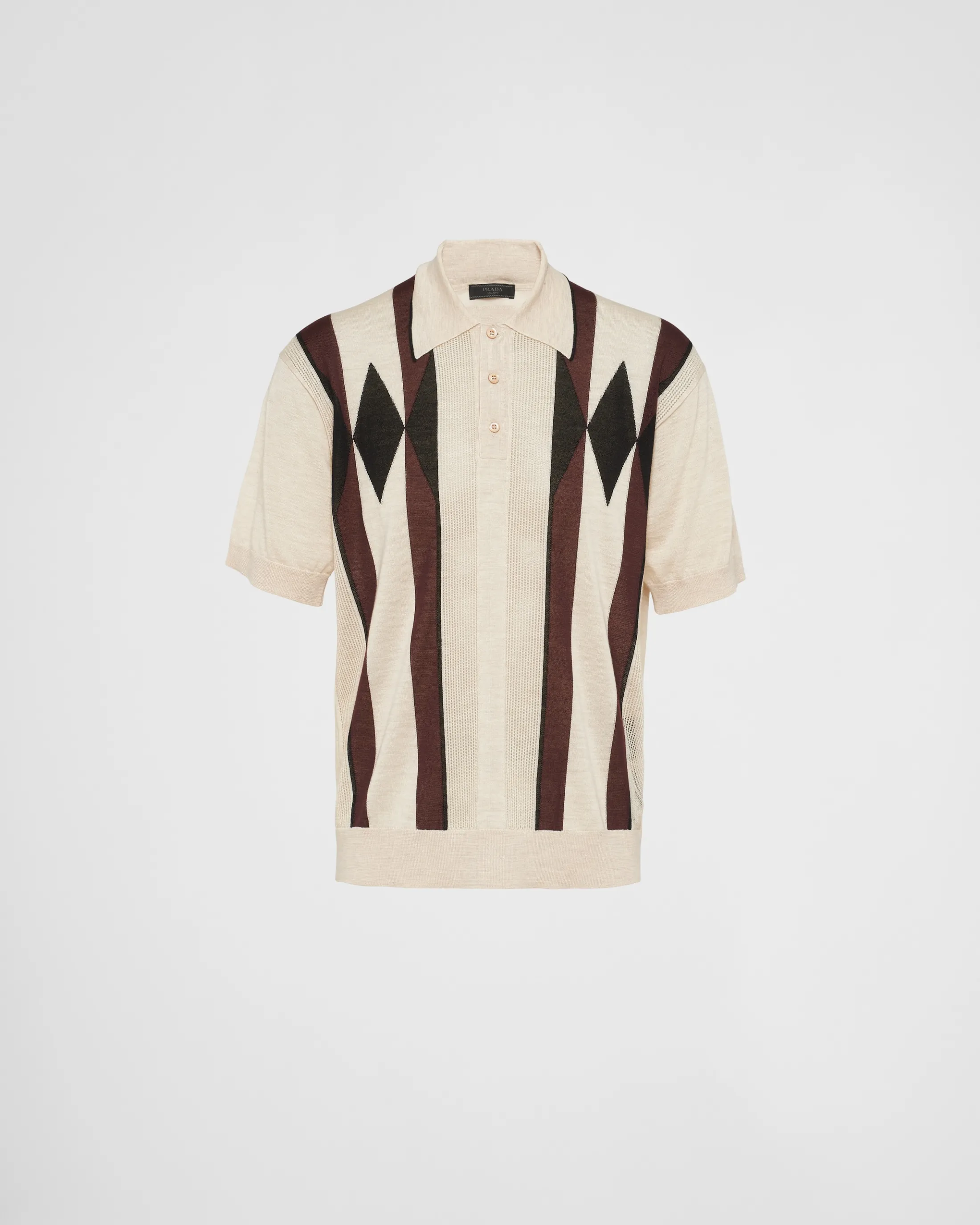 Prada Argyle knit cashmere polo shirt Albinowhite Online