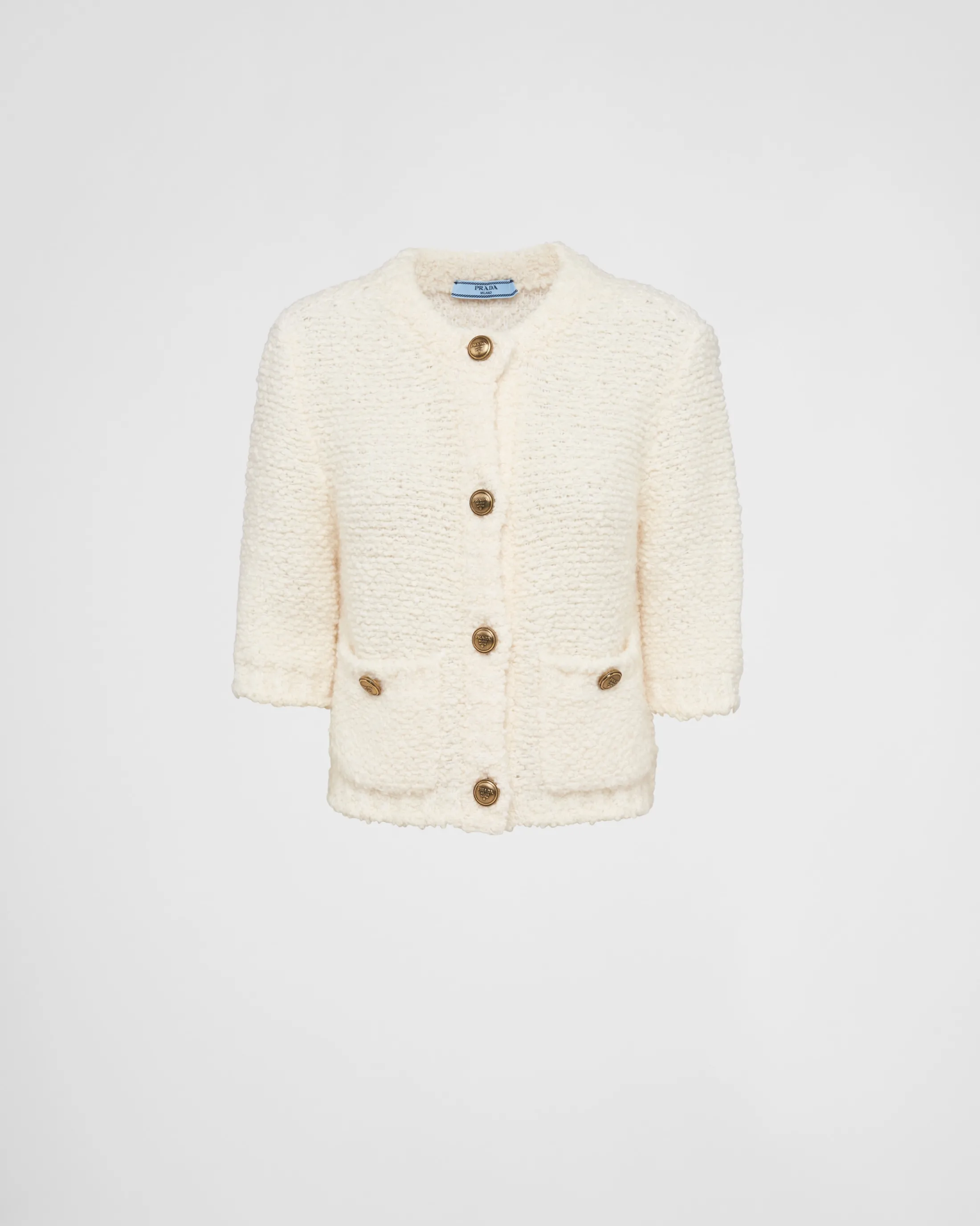 Prada Bouclé mohair cardigan White Best Sale