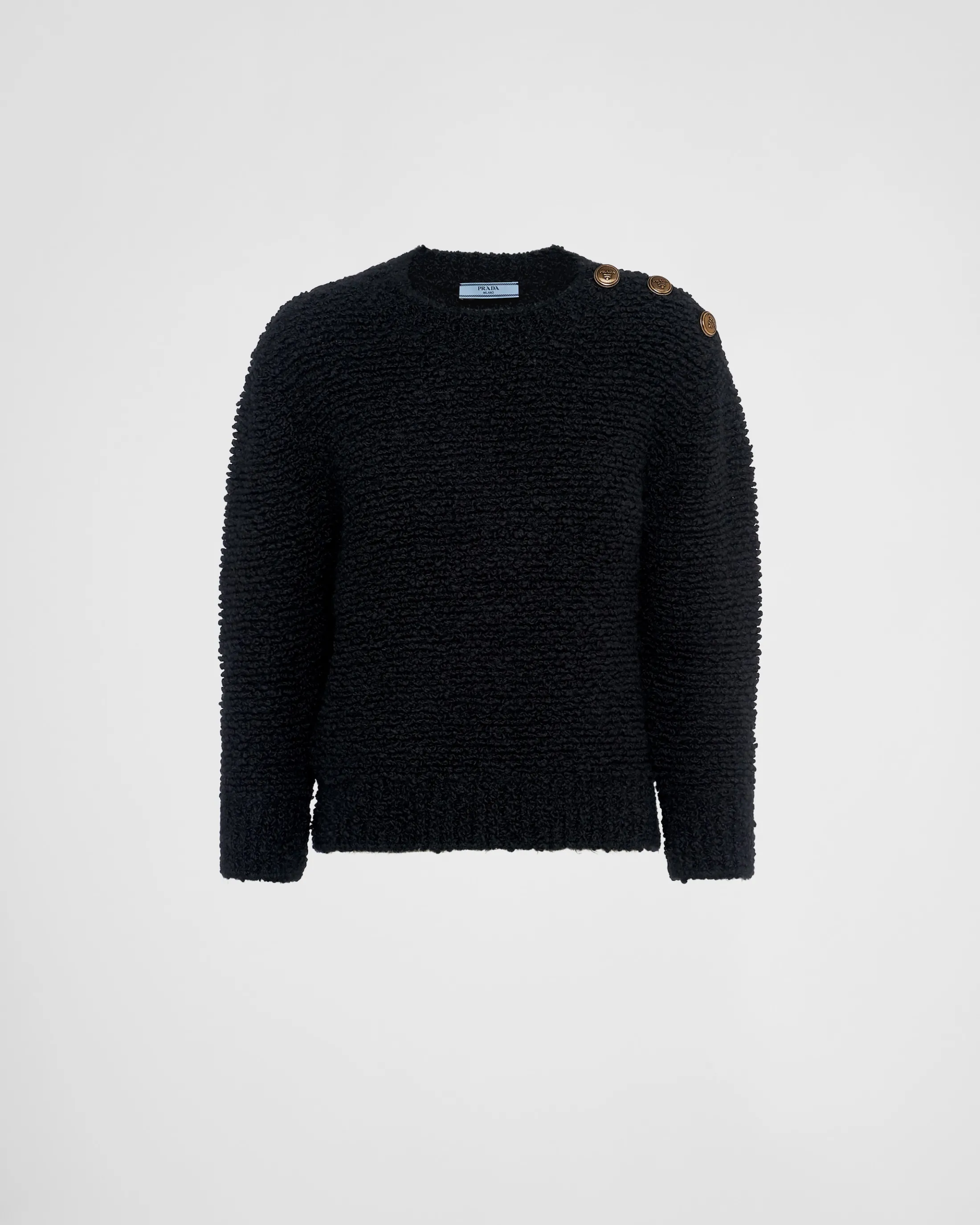 Prada Bouclé mohair crew-neck sweater Black Cheap