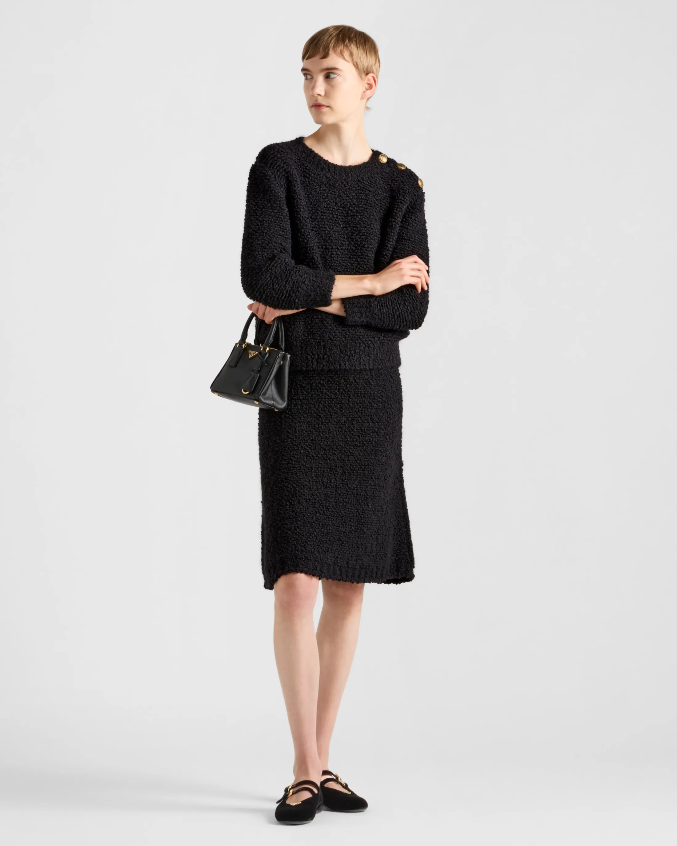 Prada Bouclé mohair knit skirt Black Shop