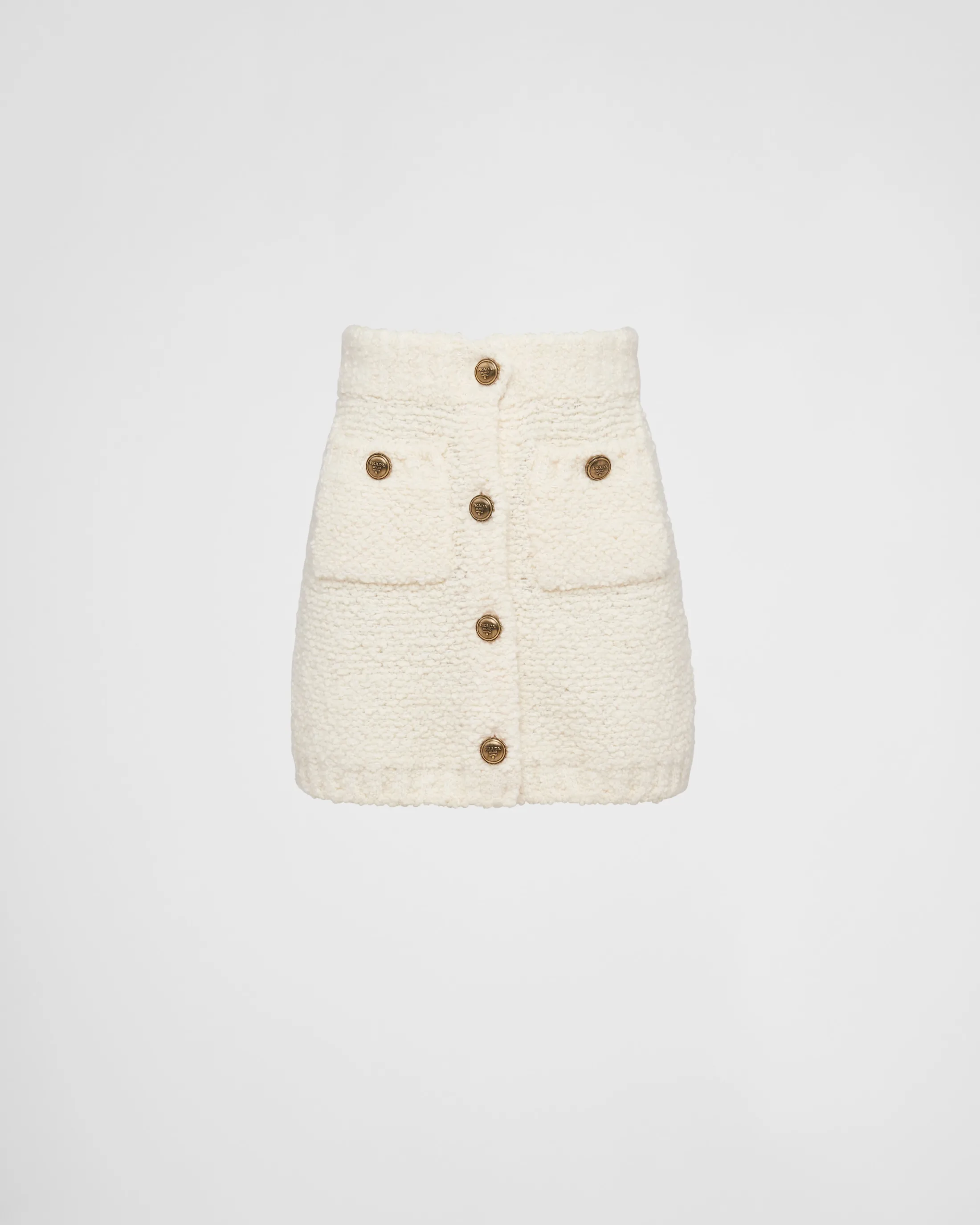 Prada Bouclé mohair miniskirt White Cheap