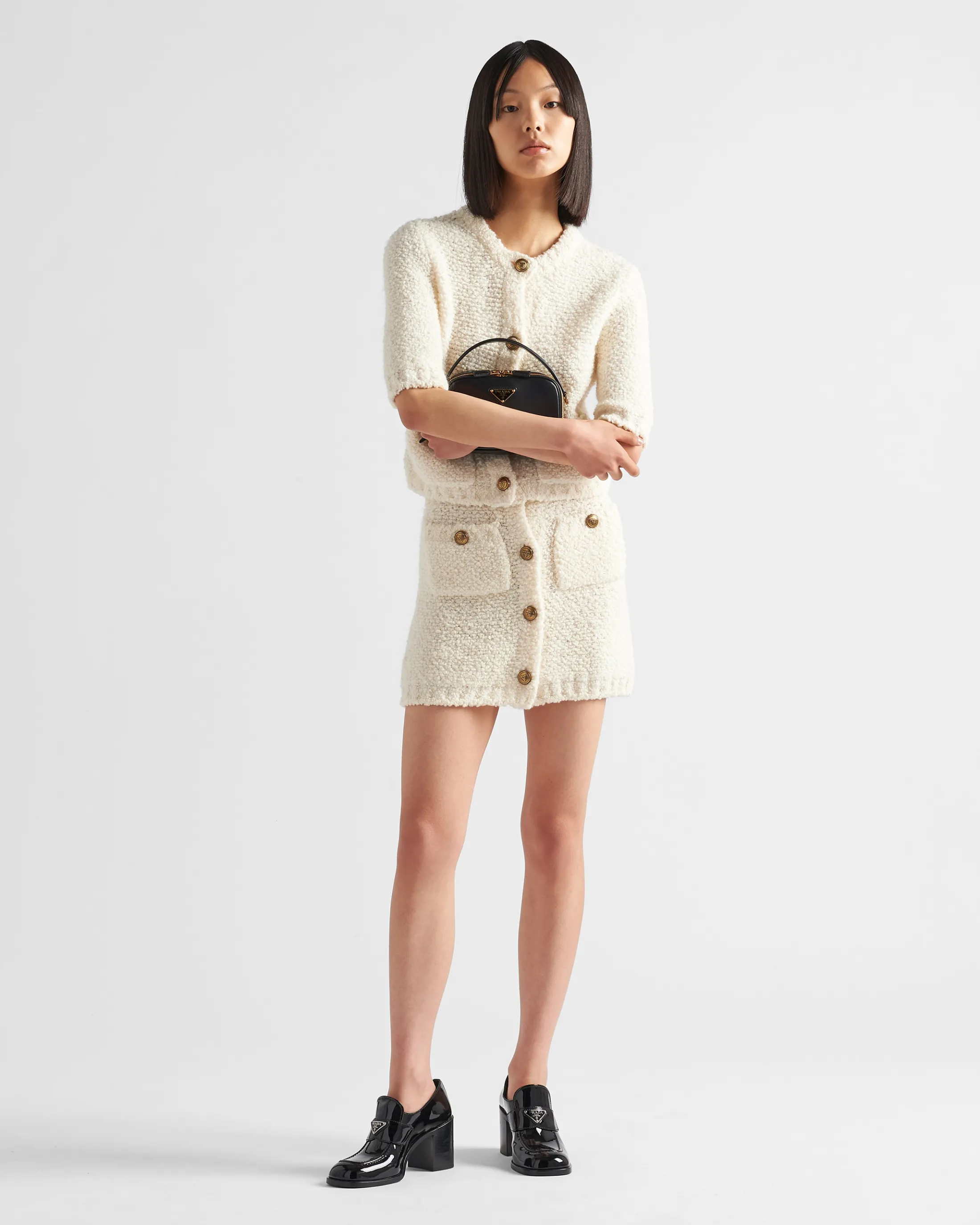 Prada Bouclé mohair miniskirt White Cheap