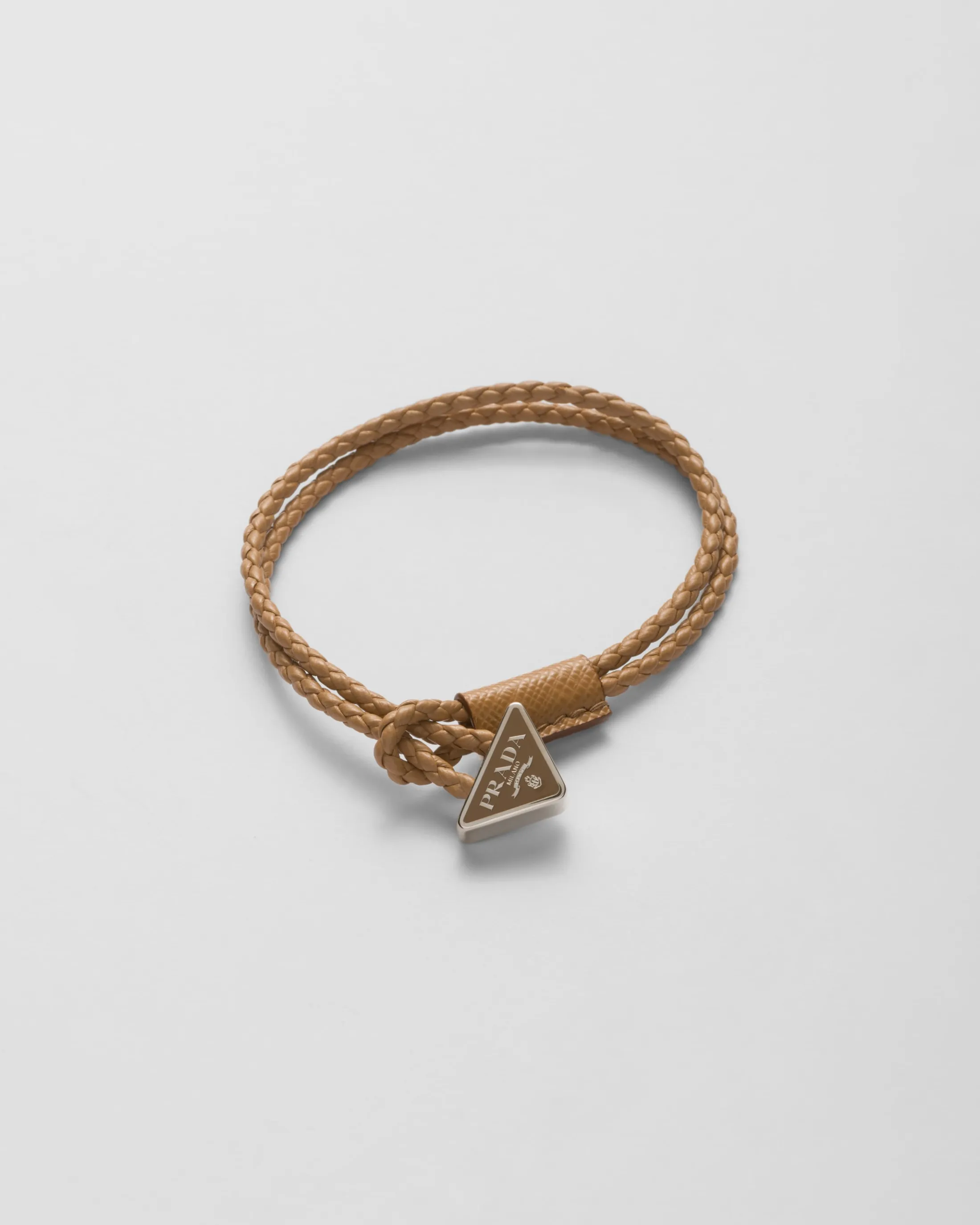 Prada Braided nappa leather bracelet Natural Flash Sale