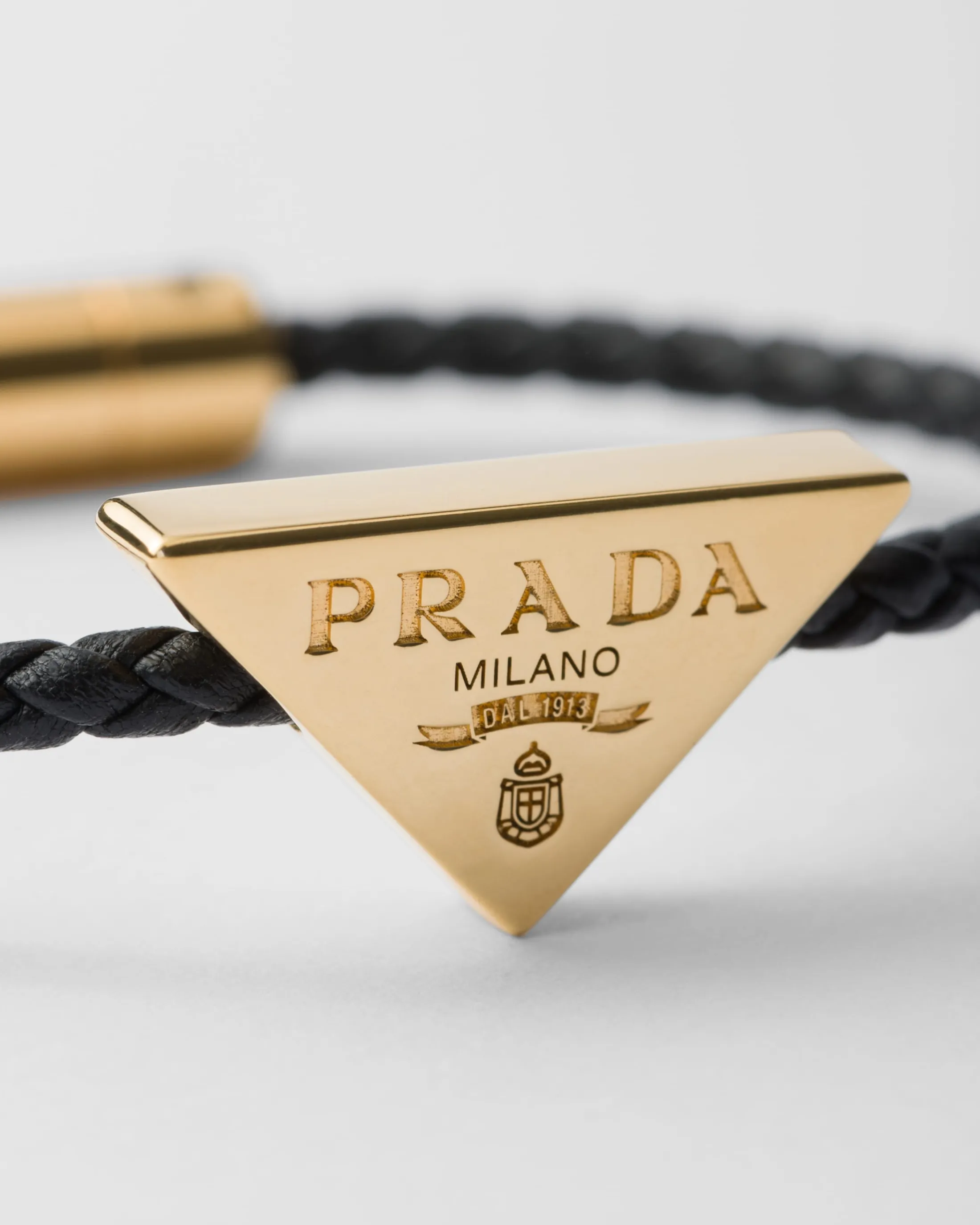 Prada Braided nappa leather bracelet Black Store