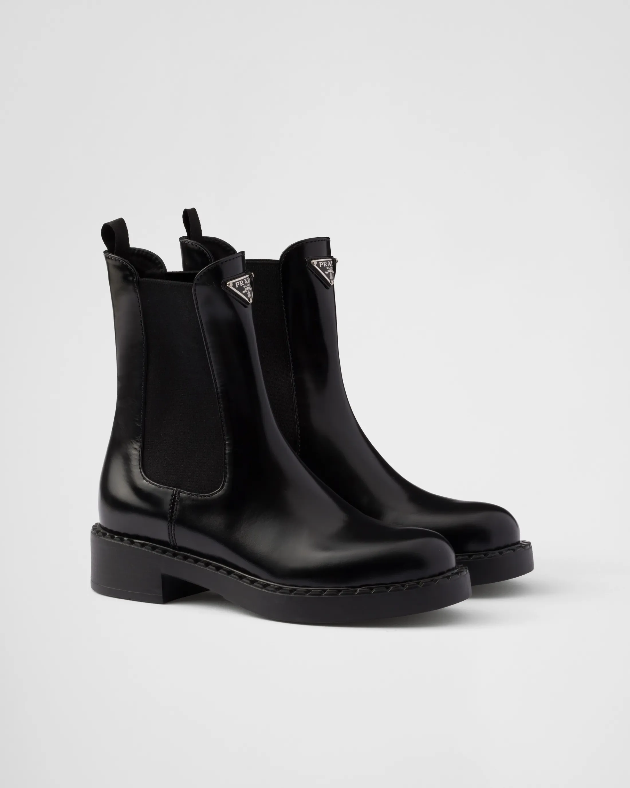 Prada Brushed calf leather Chelsea boots Black New