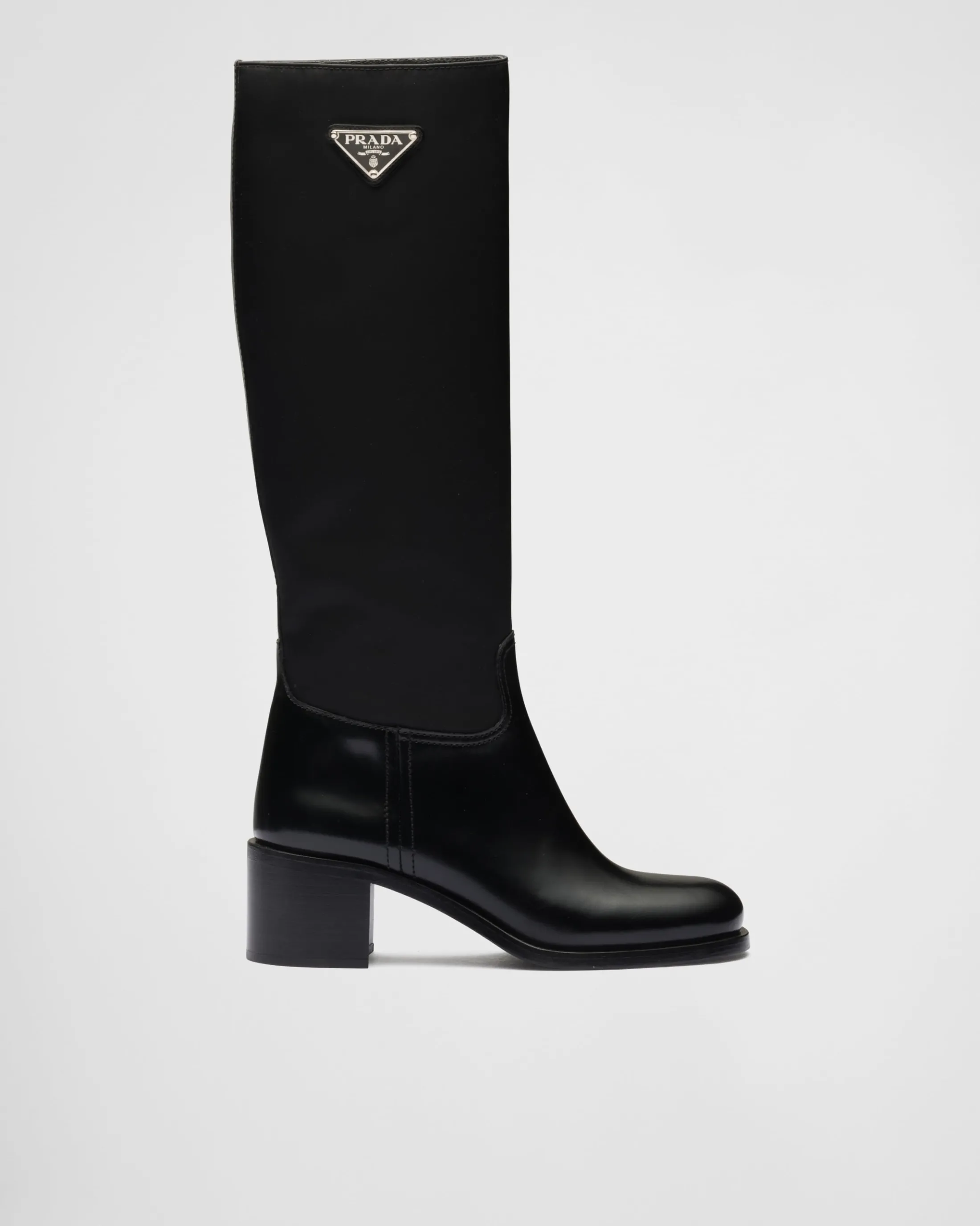 Prada Brushed leather and Re-Nylon boots Black Flash Sale