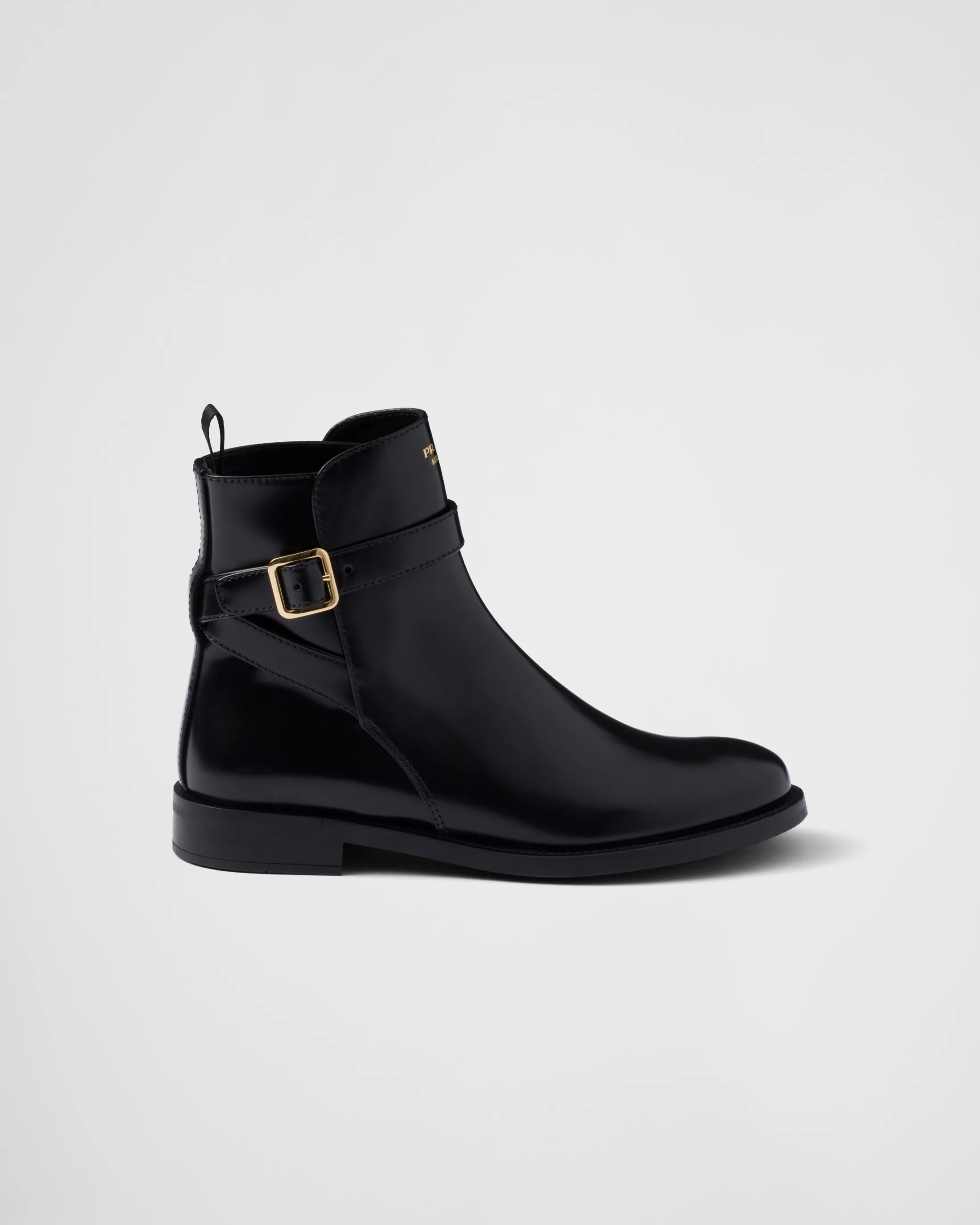 Prada Brushed leather ankle boots with strap Black Online