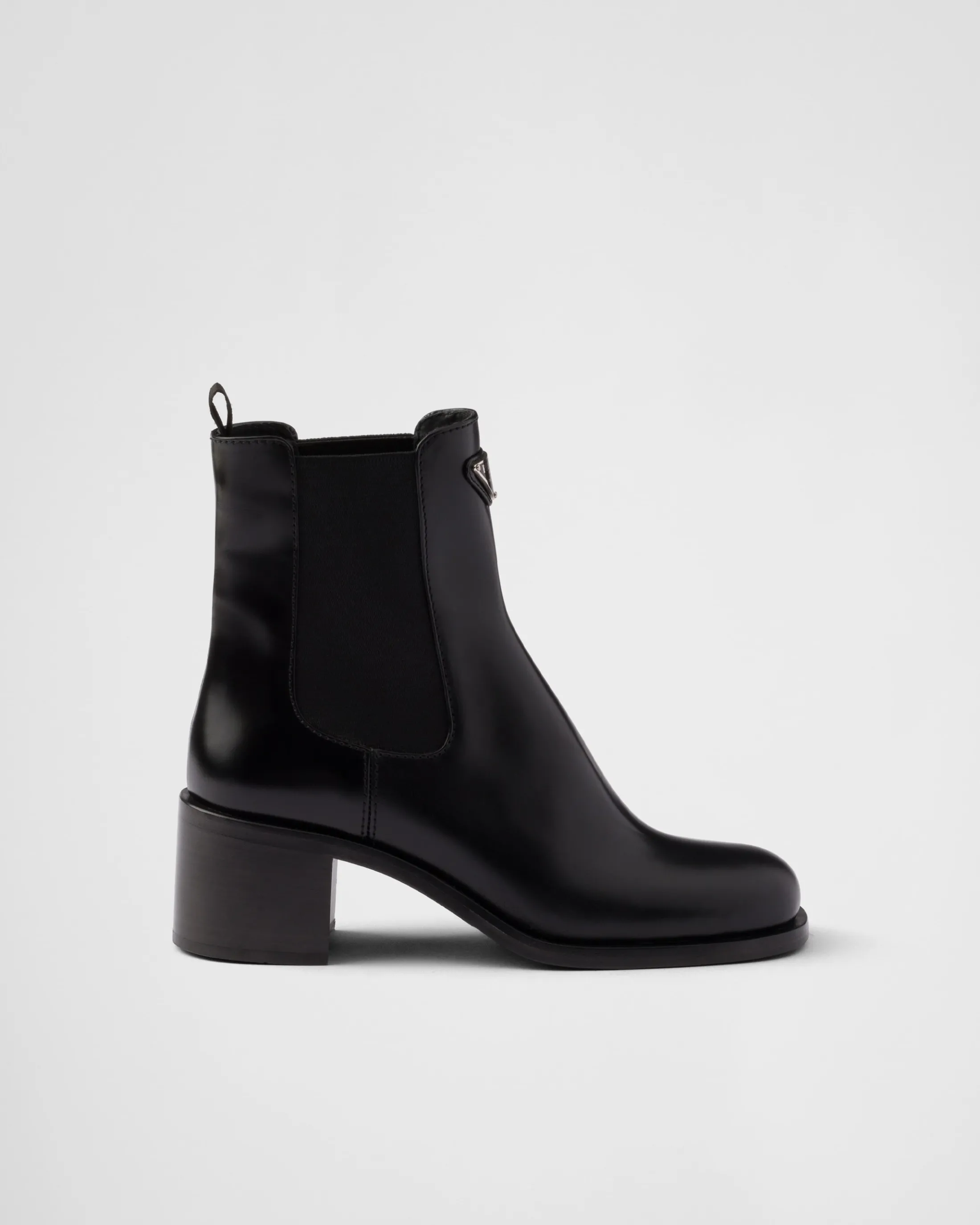 Prada Brushed leather booties Black New