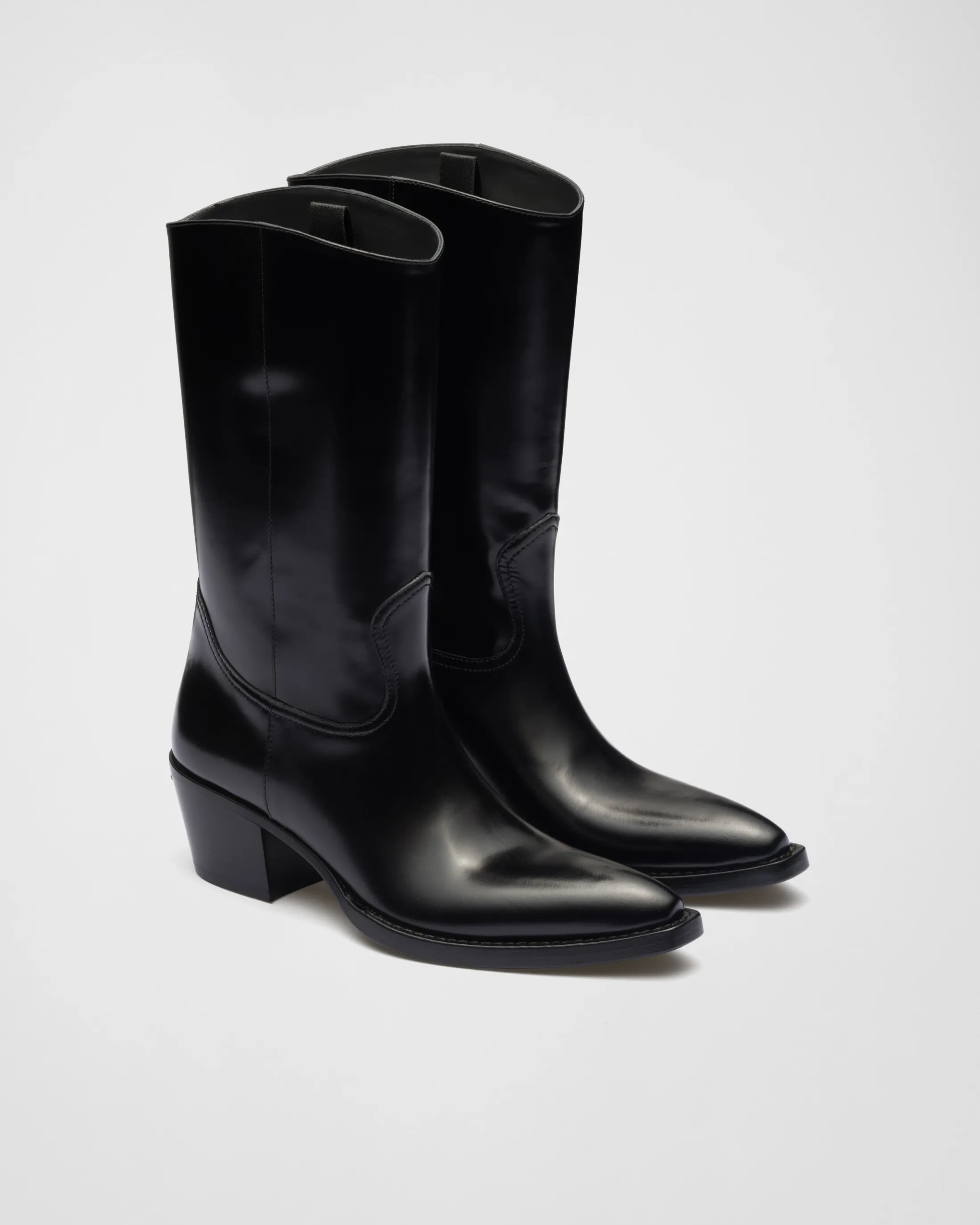 Prada Brushed leather camperos boots Black Best