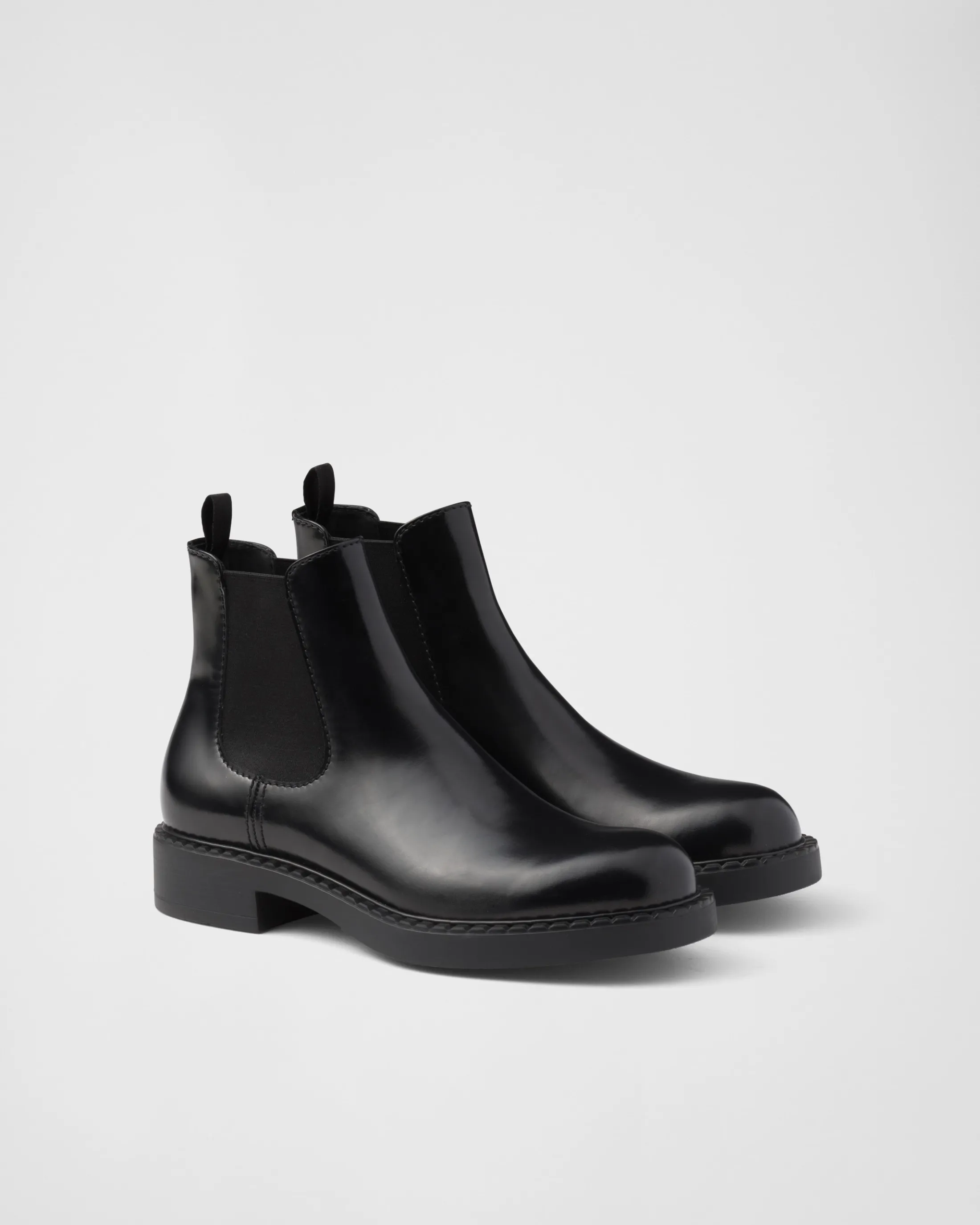 Prada Brushed leather Chelsea boots Black New