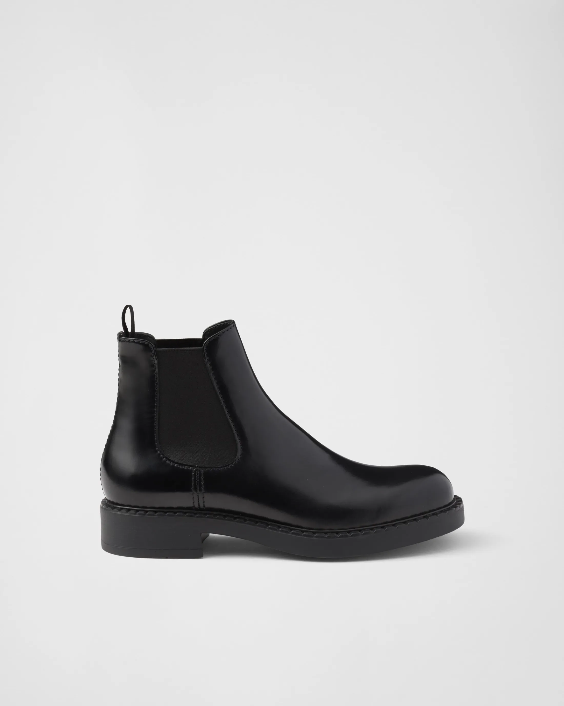 Prada Brushed leather Chelsea boots Black New