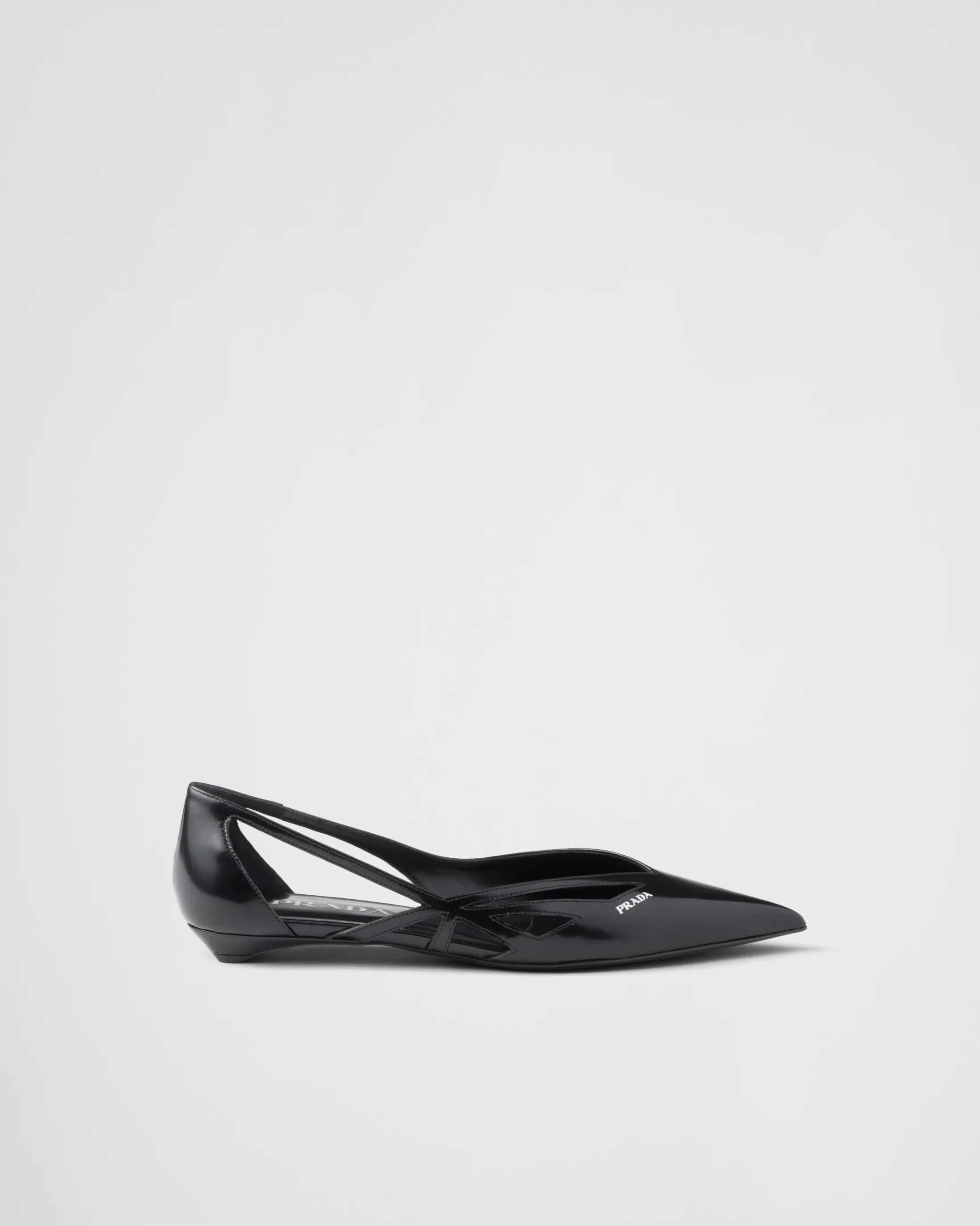 Prada Brushed leather cut-out ballerinas Black Hot