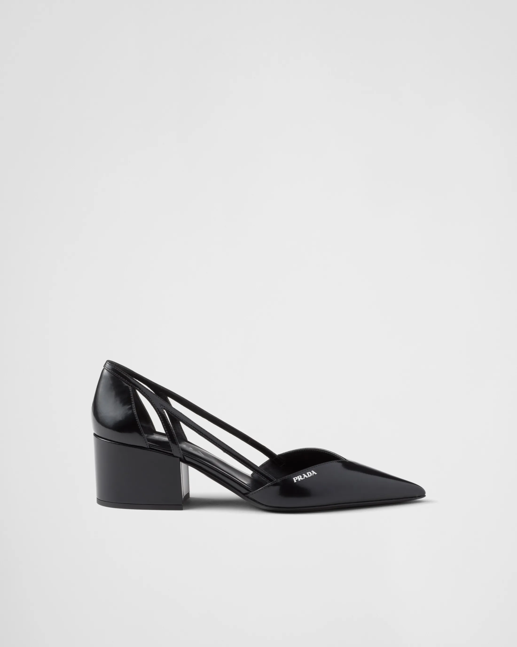 Prada Brushed leather cut-out pumps Black Outlet