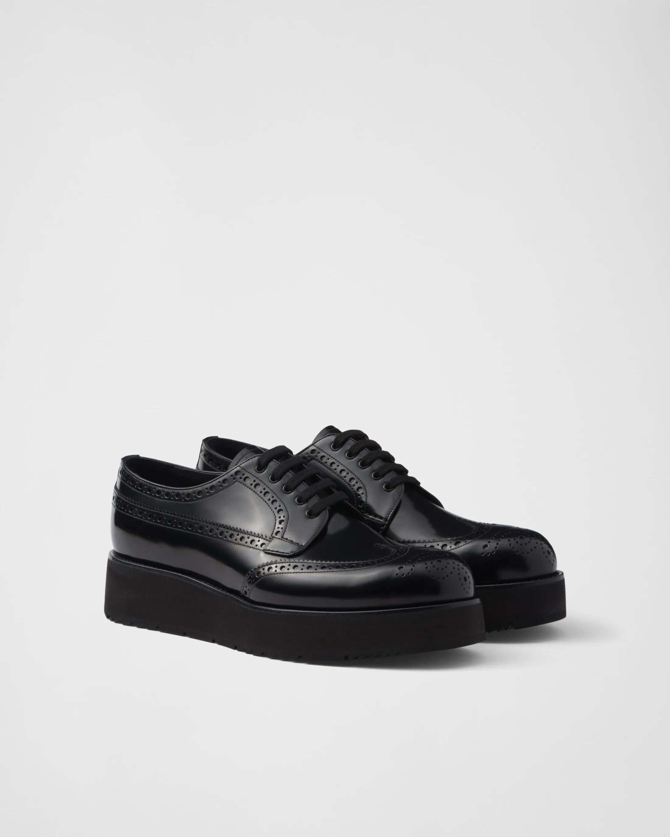 Prada Brushed leather derby brogues Black Fashion