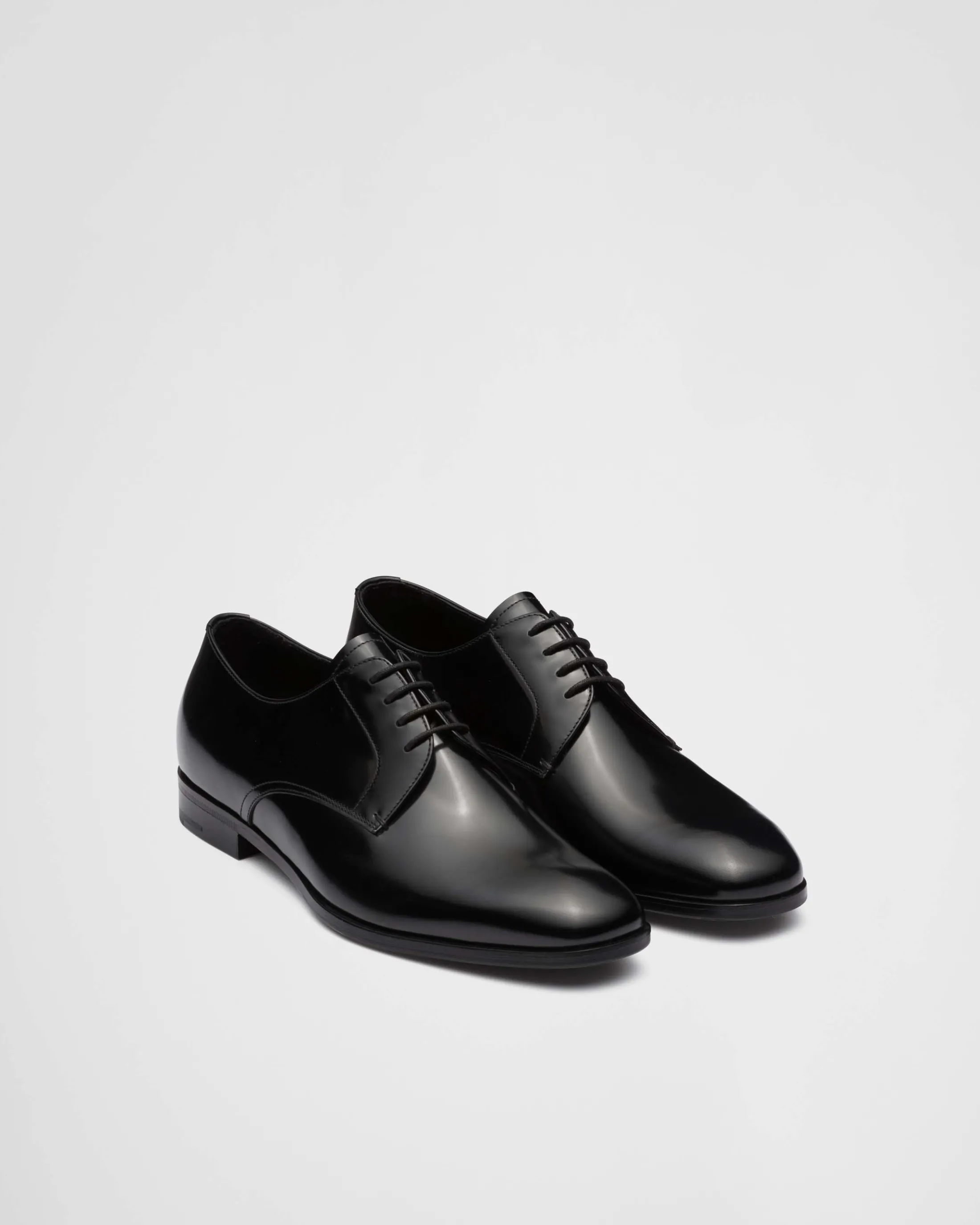 Prada Brushed leather derby shoes Black Discount