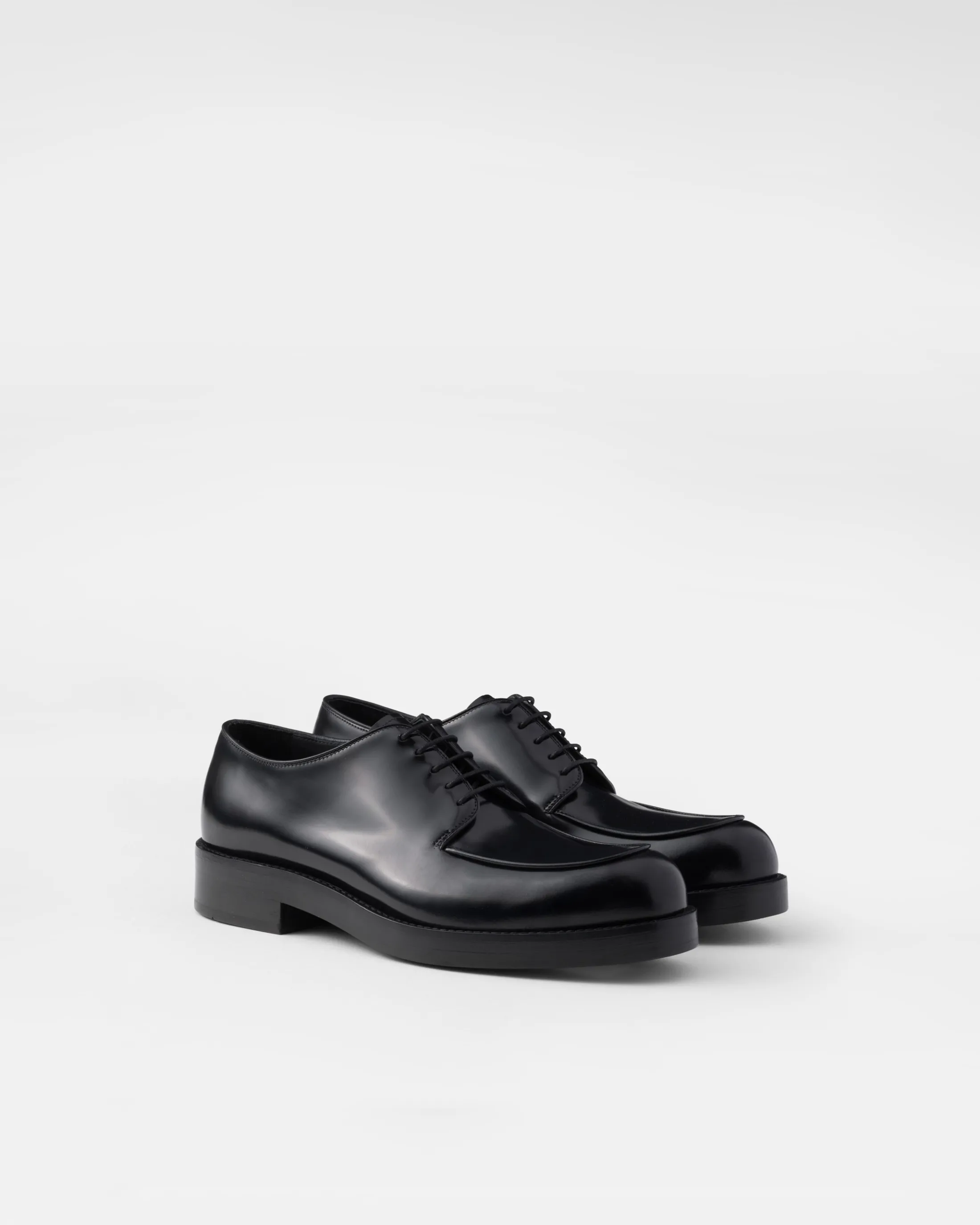 Prada Brushed leather derby shoes Black Discount