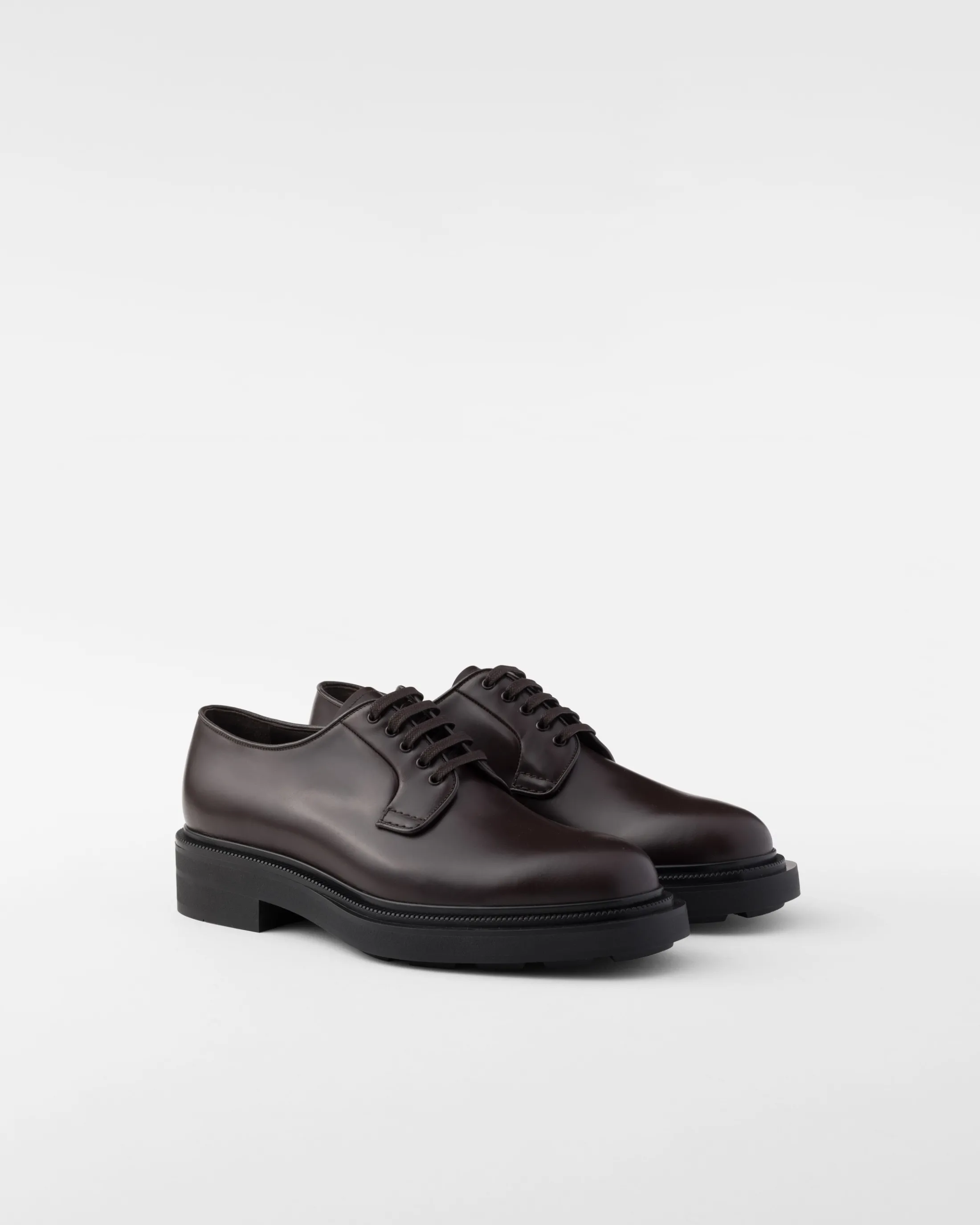 Prada Brushed leather derby shoes Ebony Fashion