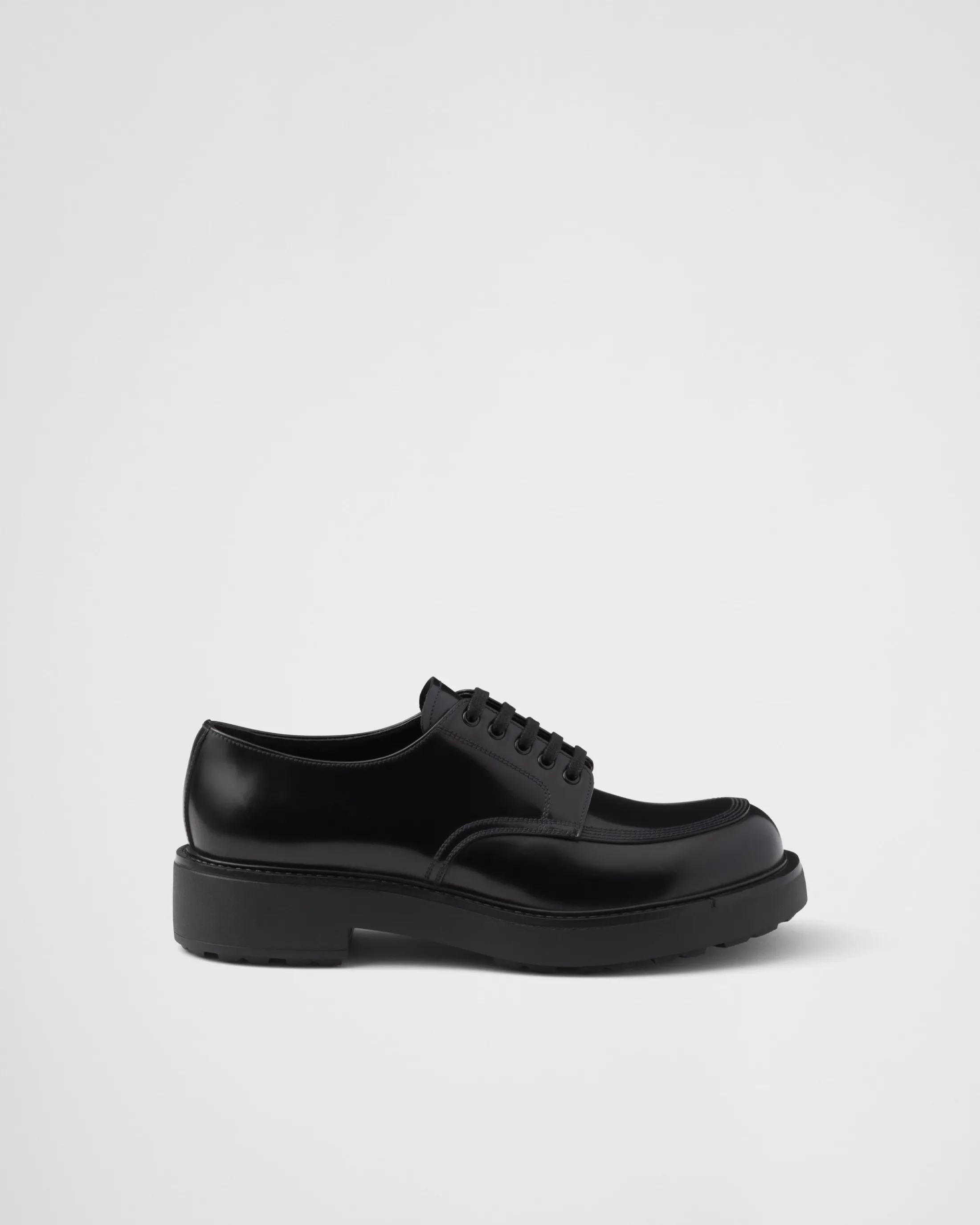 Prada Brushed leather derby shoes Black Discount