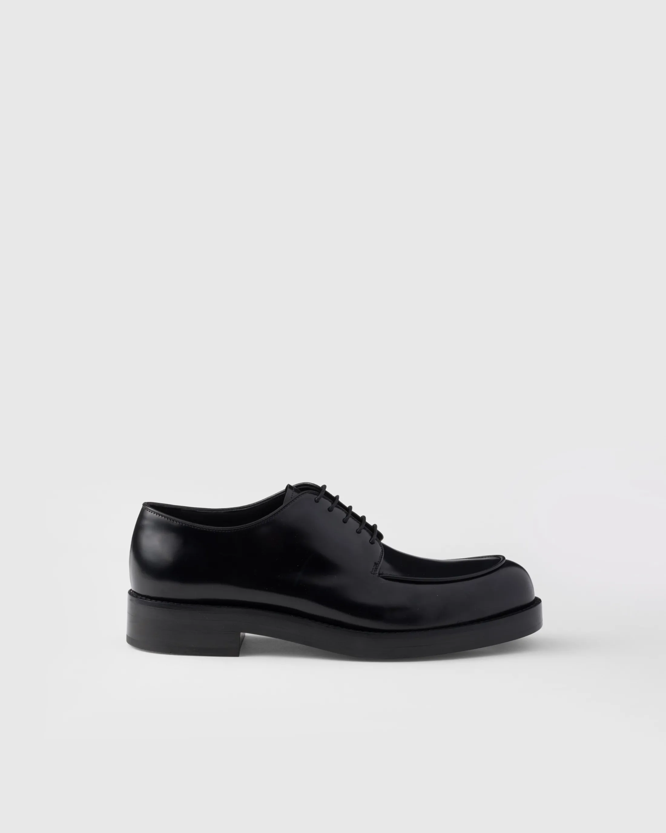 Prada Brushed leather derby shoes Black Discount