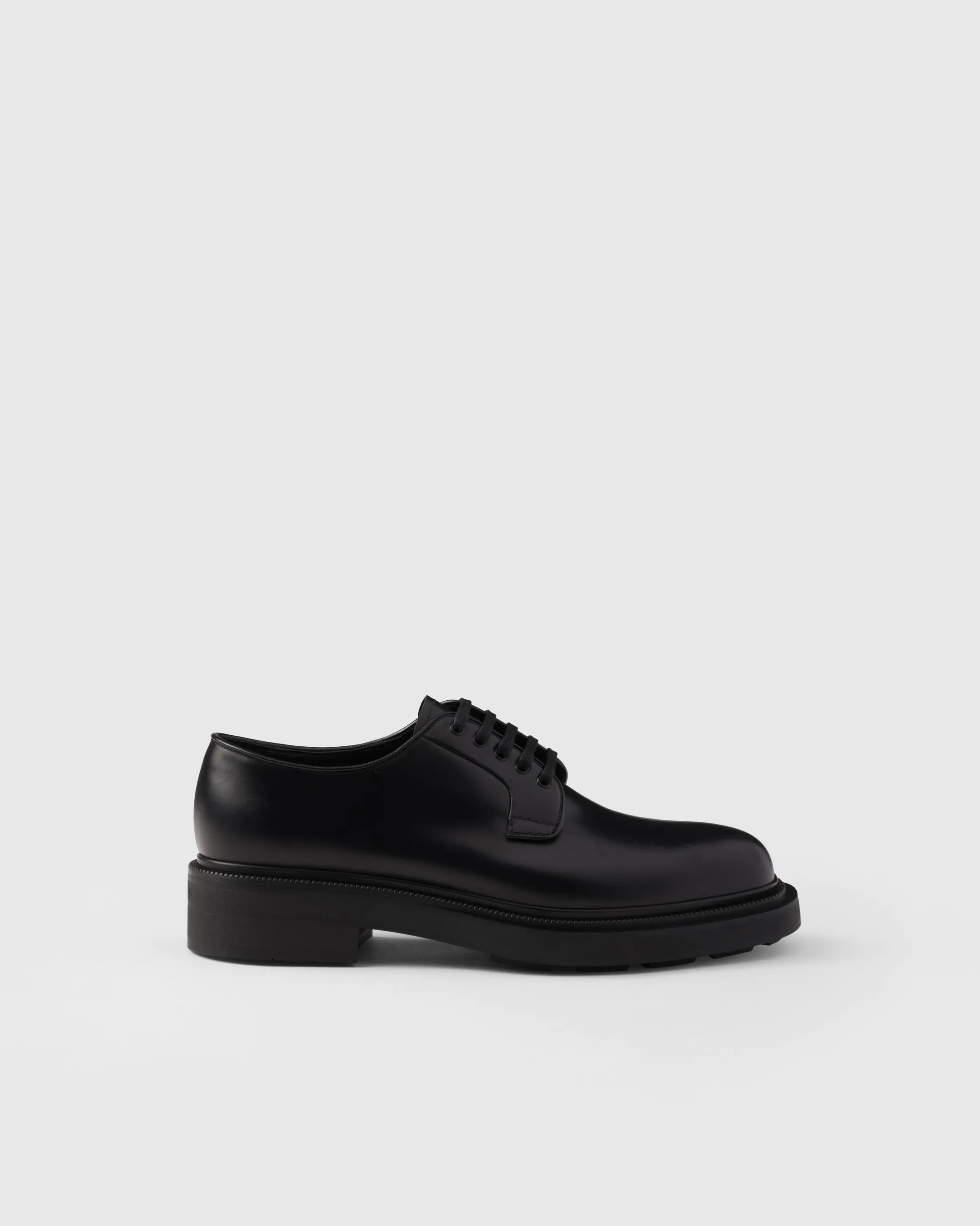 Prada Brushed leather derby shoes Black Online