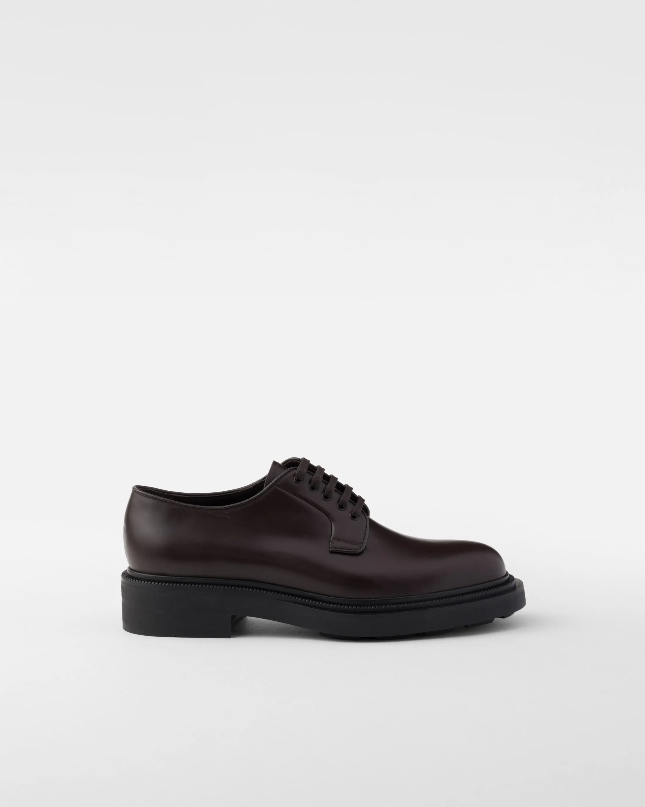 Prada Brushed leather derby shoes Ebony Fashion