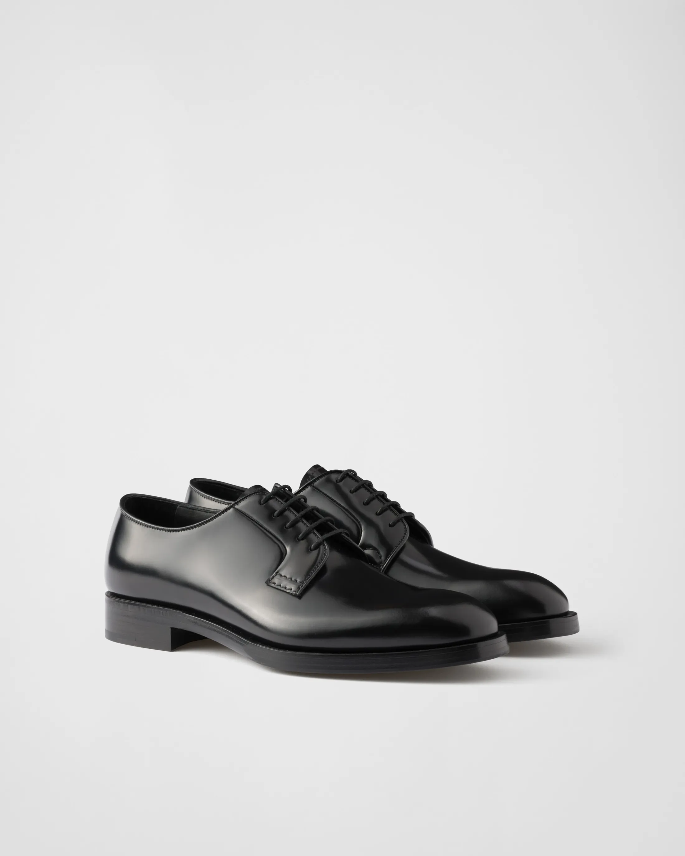 Prada Brushed leather lace-up shoes Black Shop