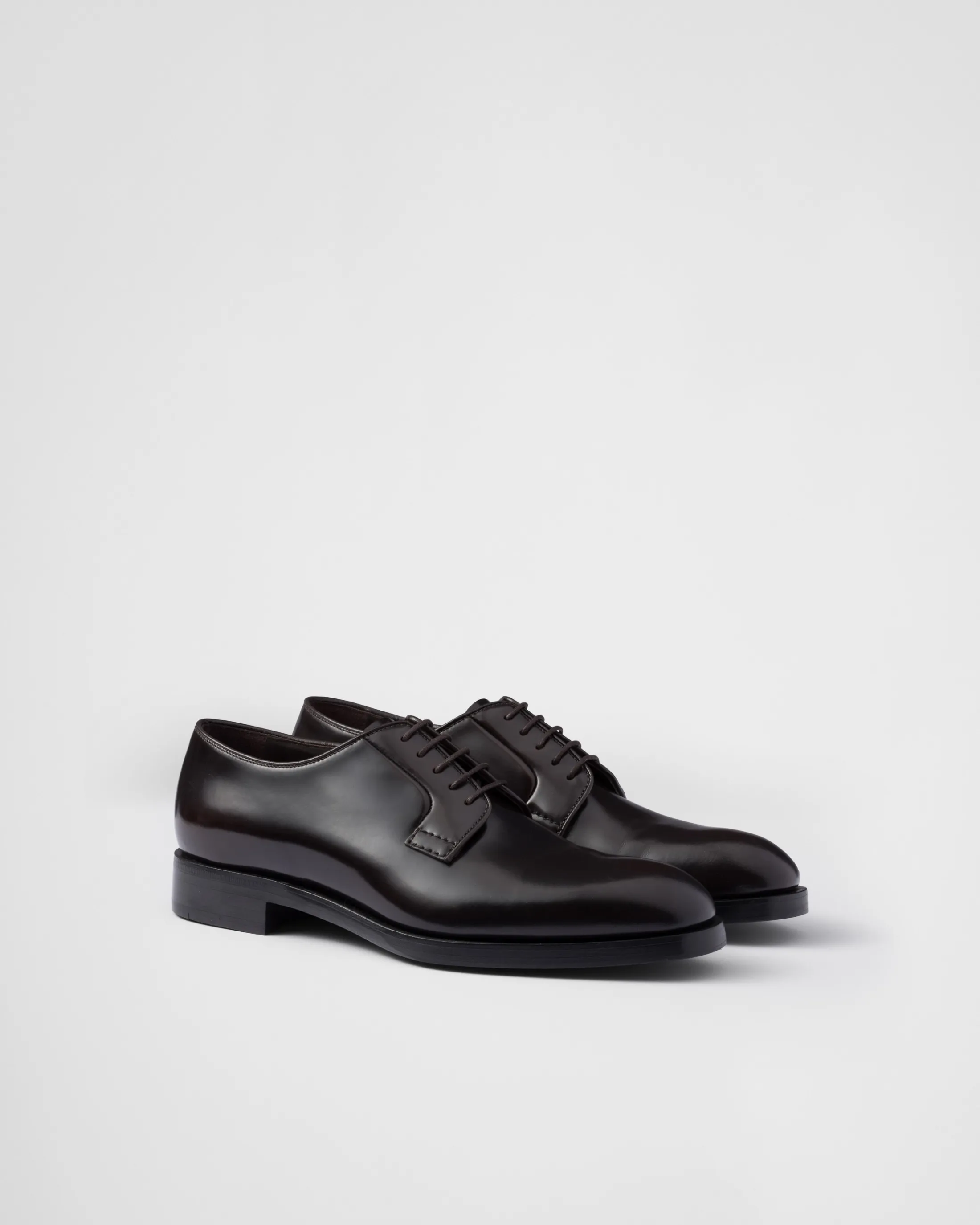 Prada Brushed leather lace-up shoes Ebony Outlet