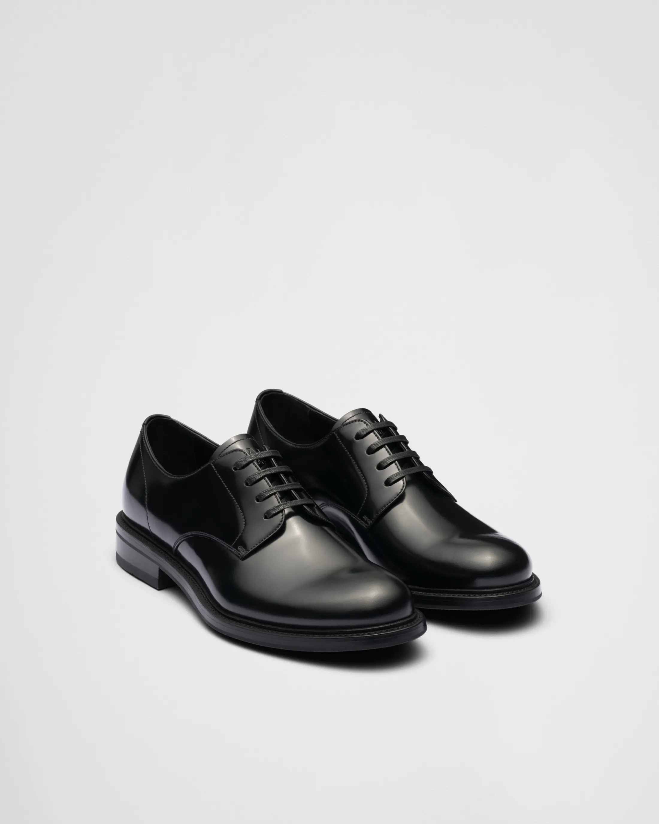 Prada Brushed leather lace-up shoes Black Sale