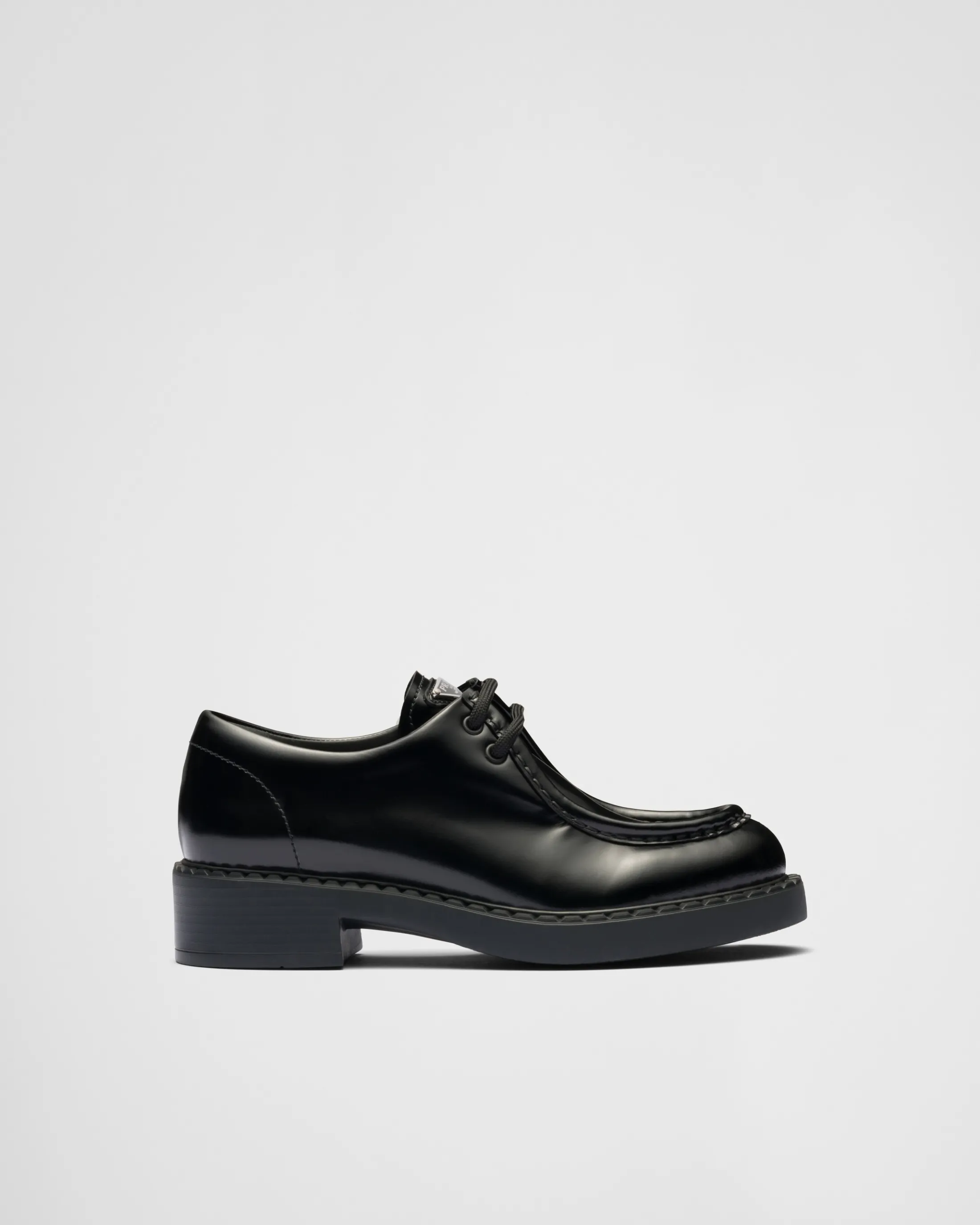 Prada Brushed leather lace-up shoes Black Sale