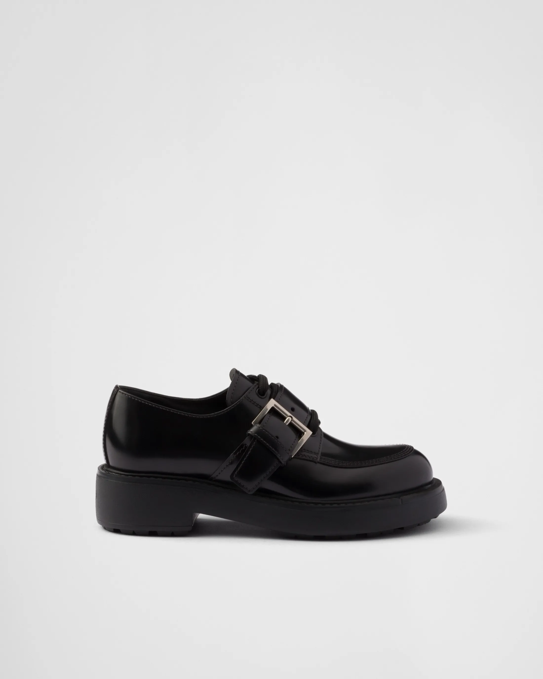 Prada Brushed leather lace-up shoes Black Best Sale