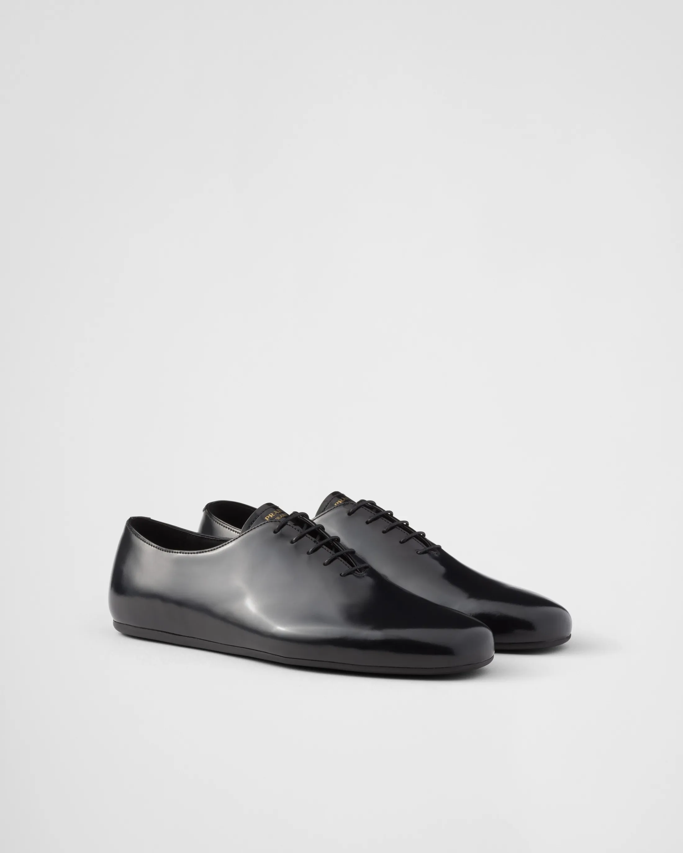 Prada Brushed leather lace-ups Black Online