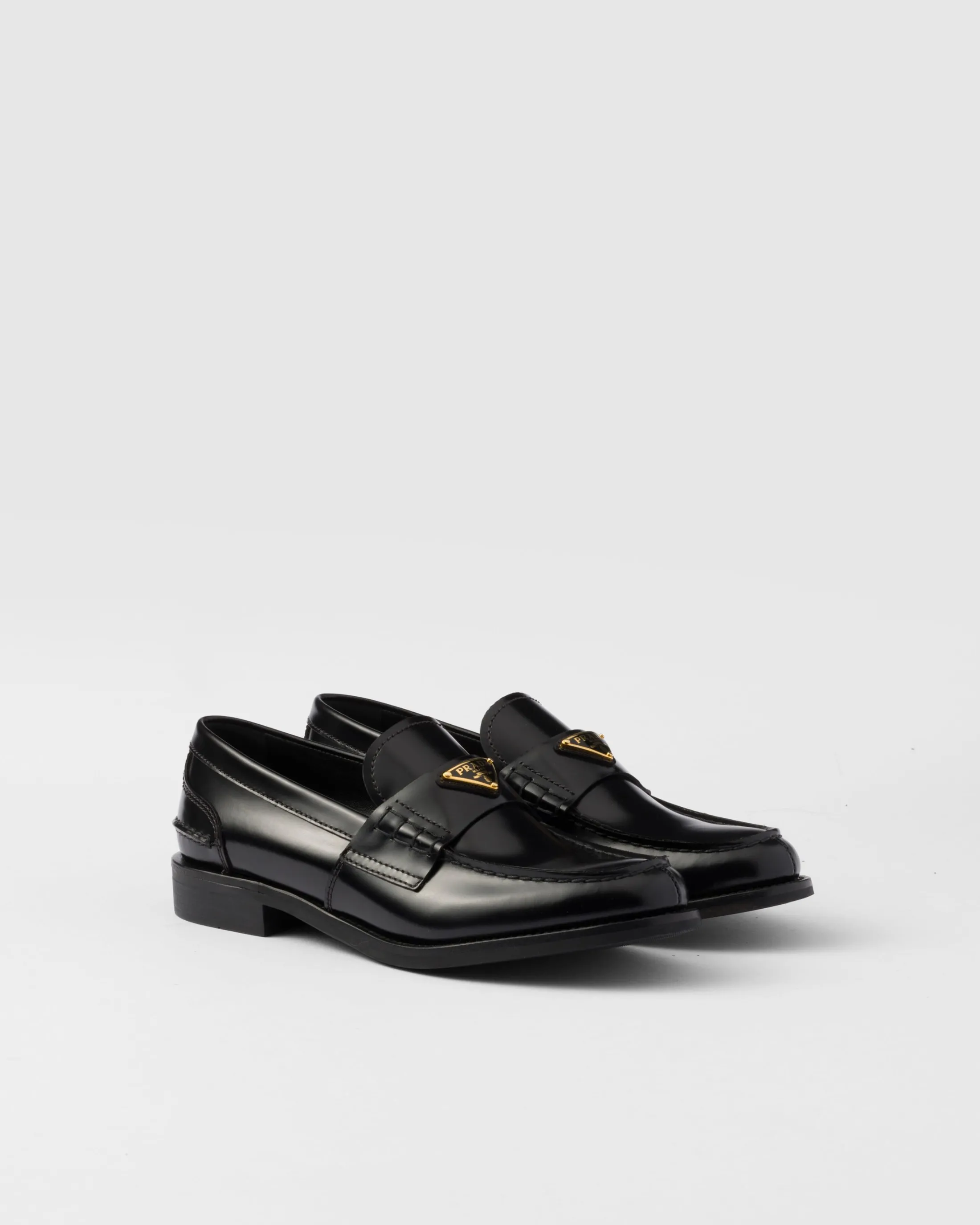 Prada Brushed leather loafers Black Hot