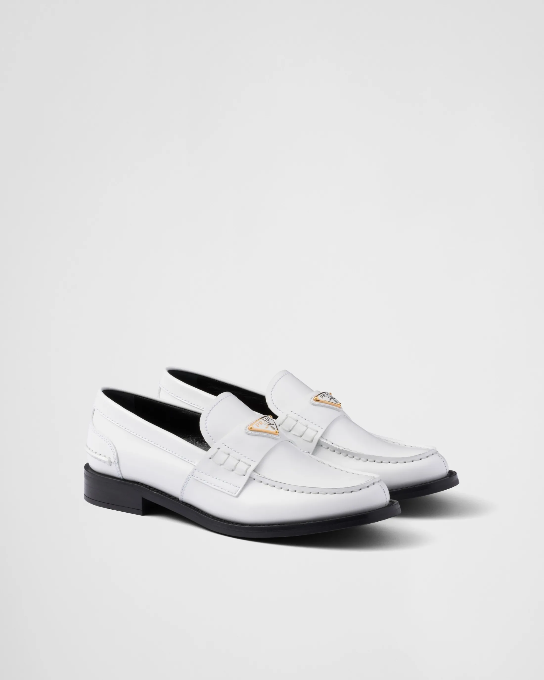 Prada Brushed leather loafers White Sale