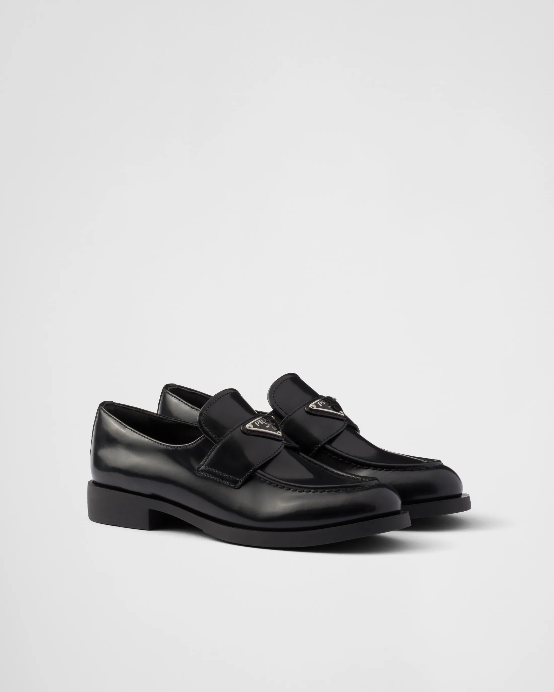 Prada Brushed leather loafers Black Store