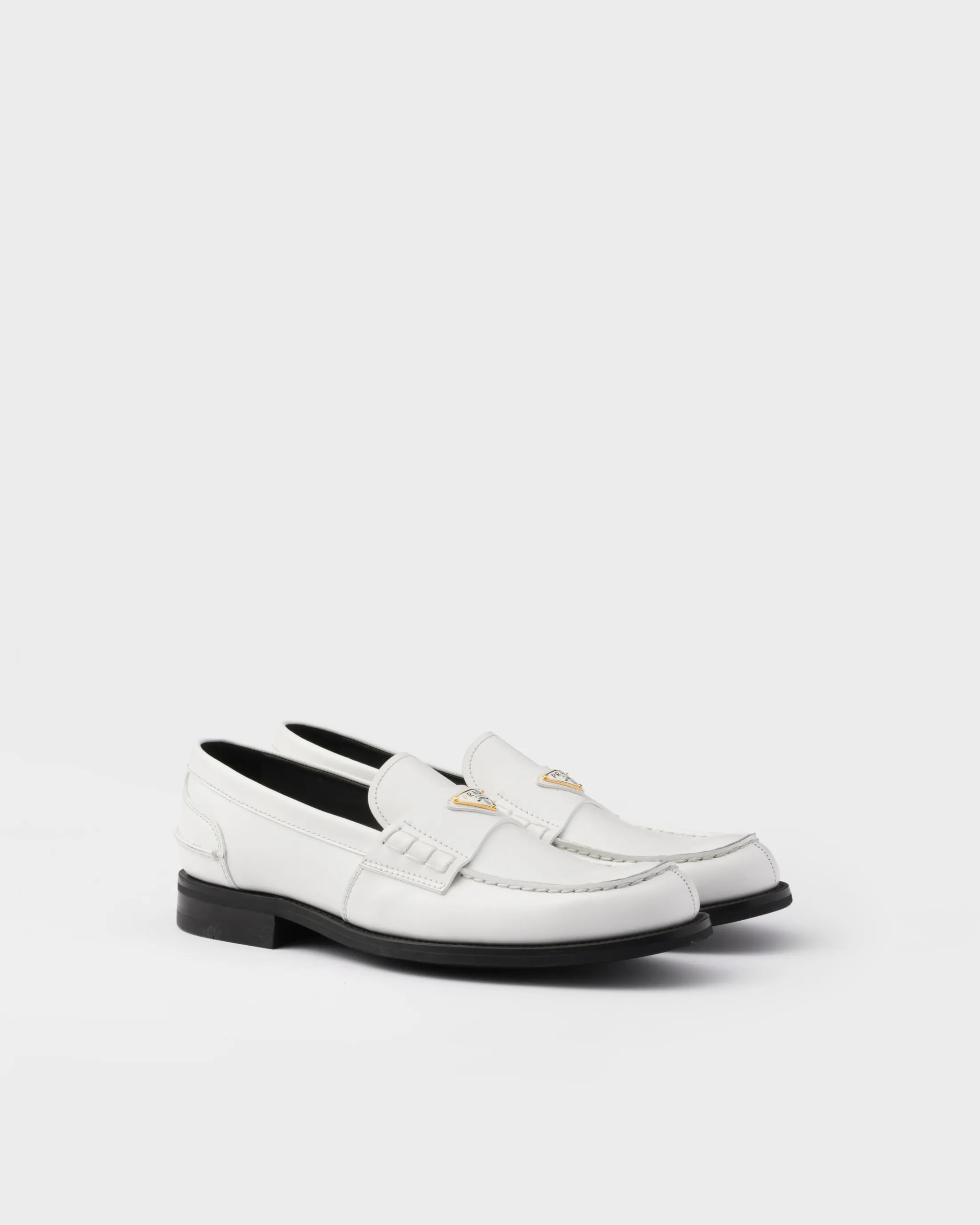 Prada Brushed leather loafers White Cheap