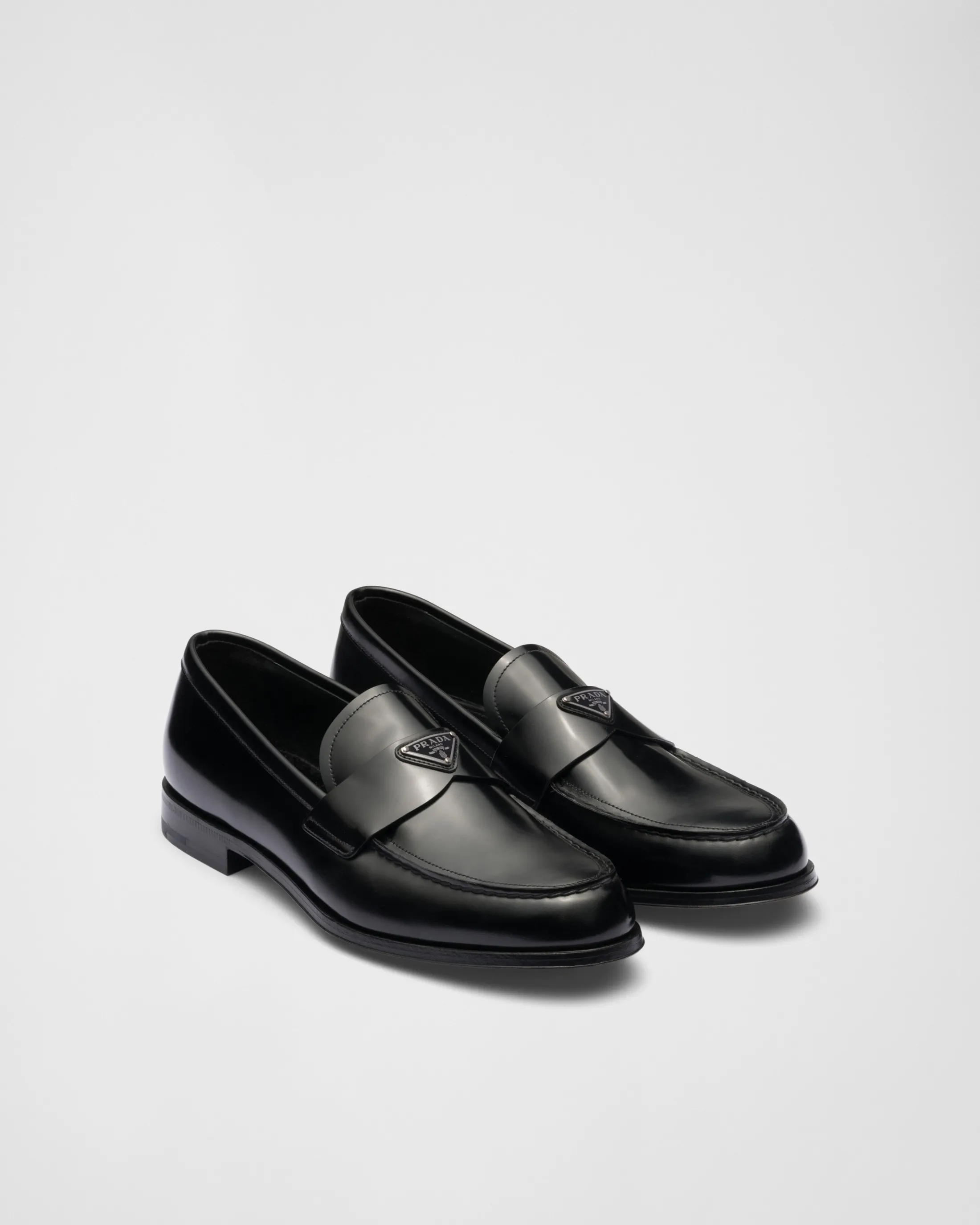 Prada Brushed leather loafers Black Flash Sale