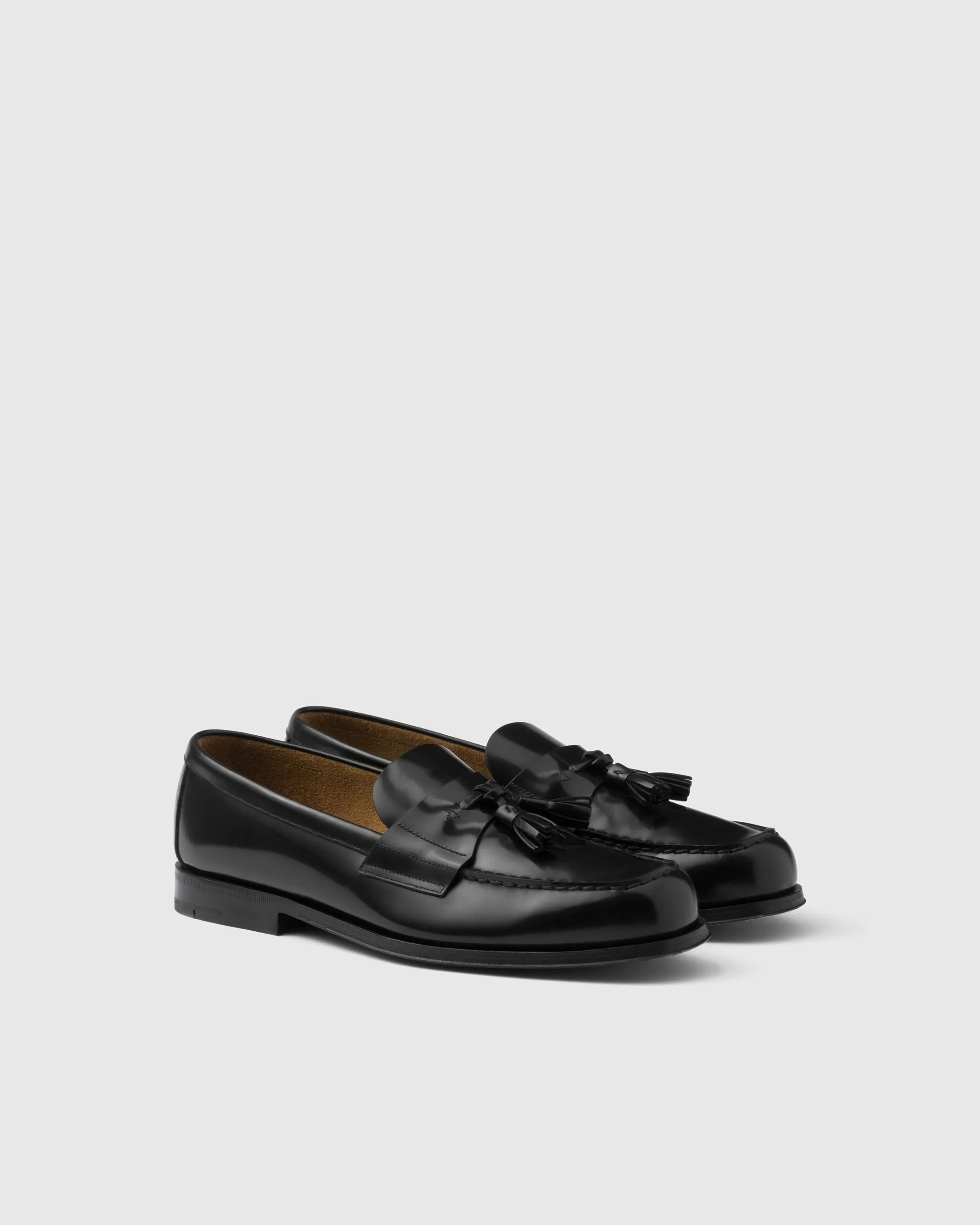 Prada Brushed leather loafers Black Clearance