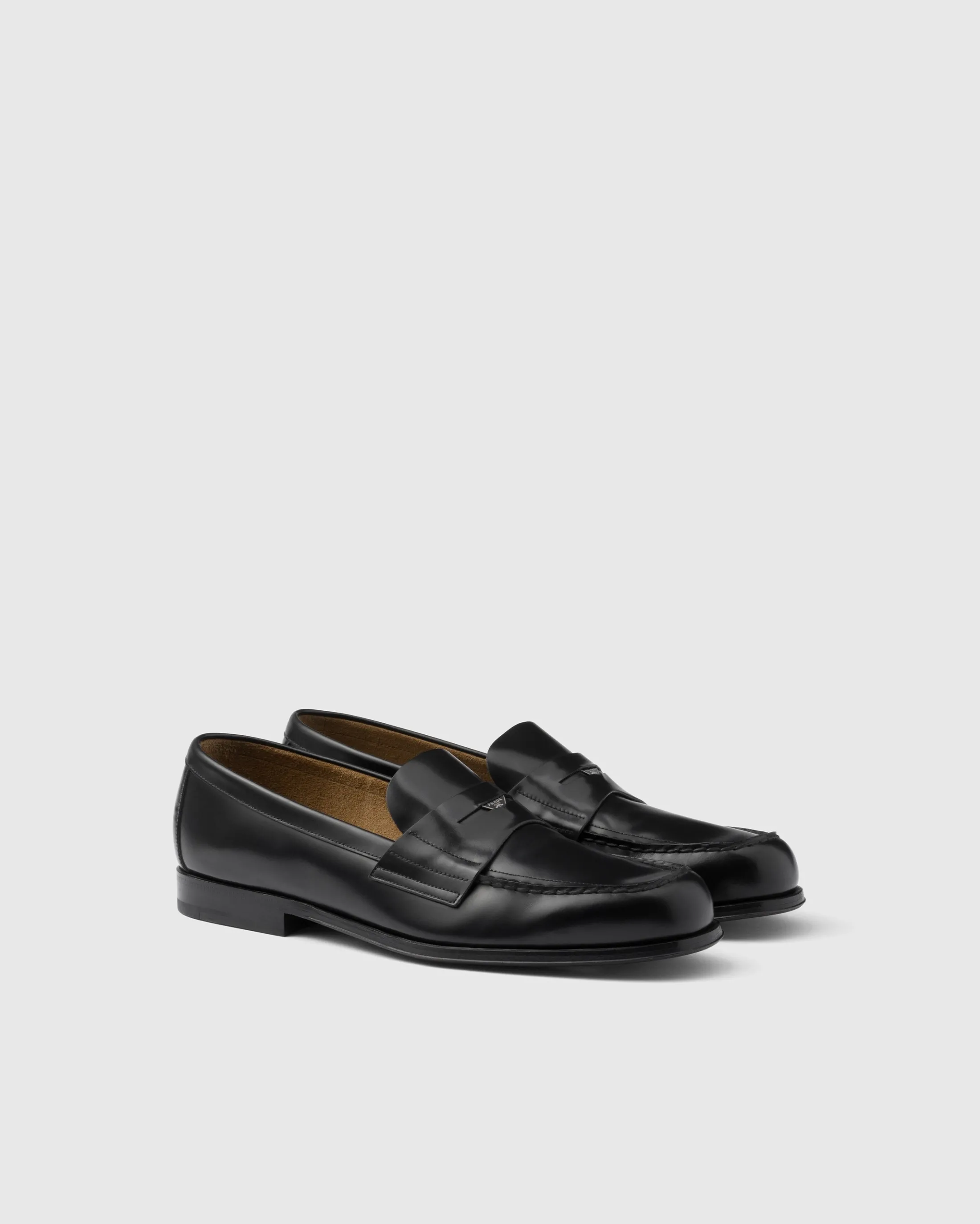 Prada Brushed leather loafers Black New