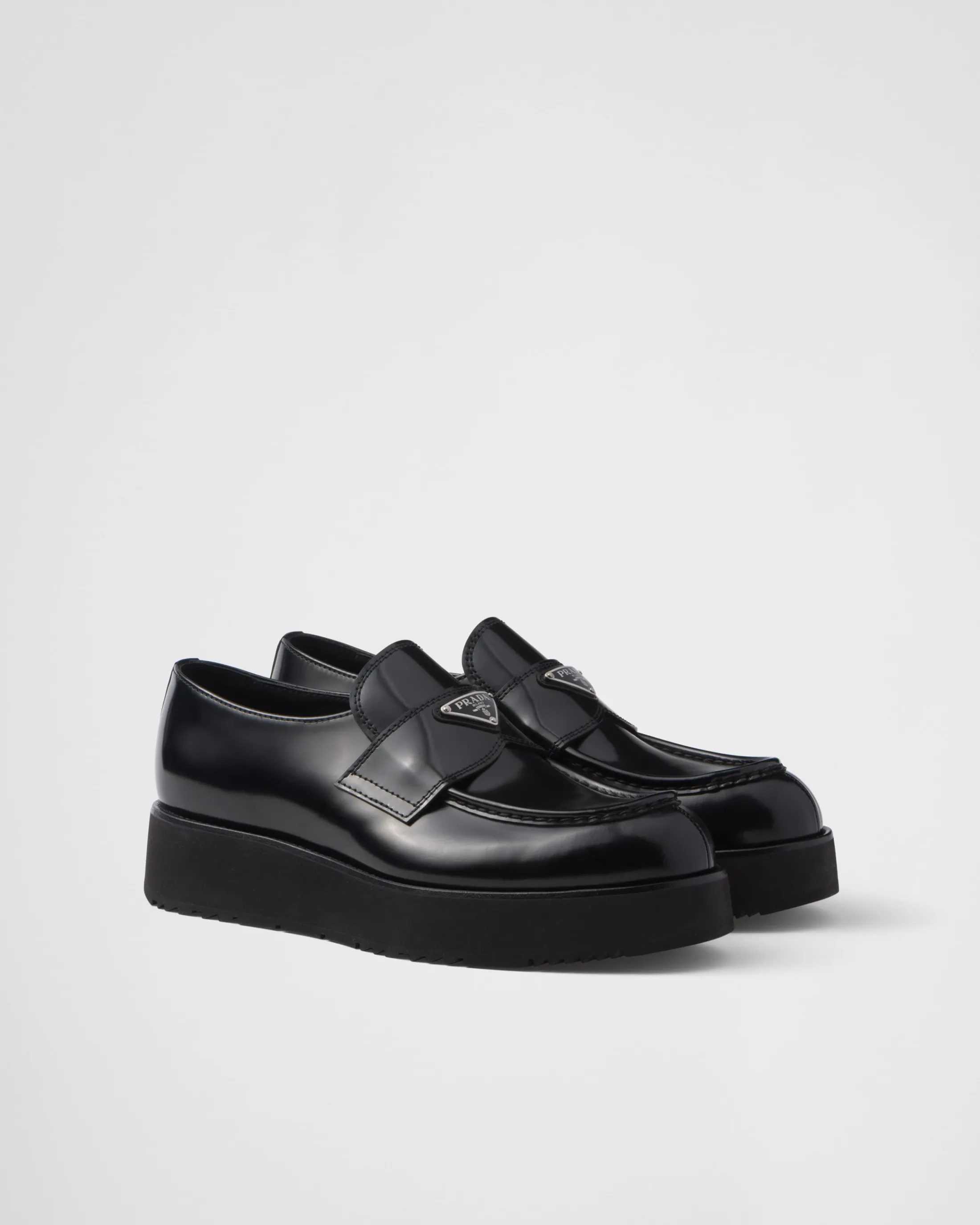 Prada Brushed leather loafers Black Outlet