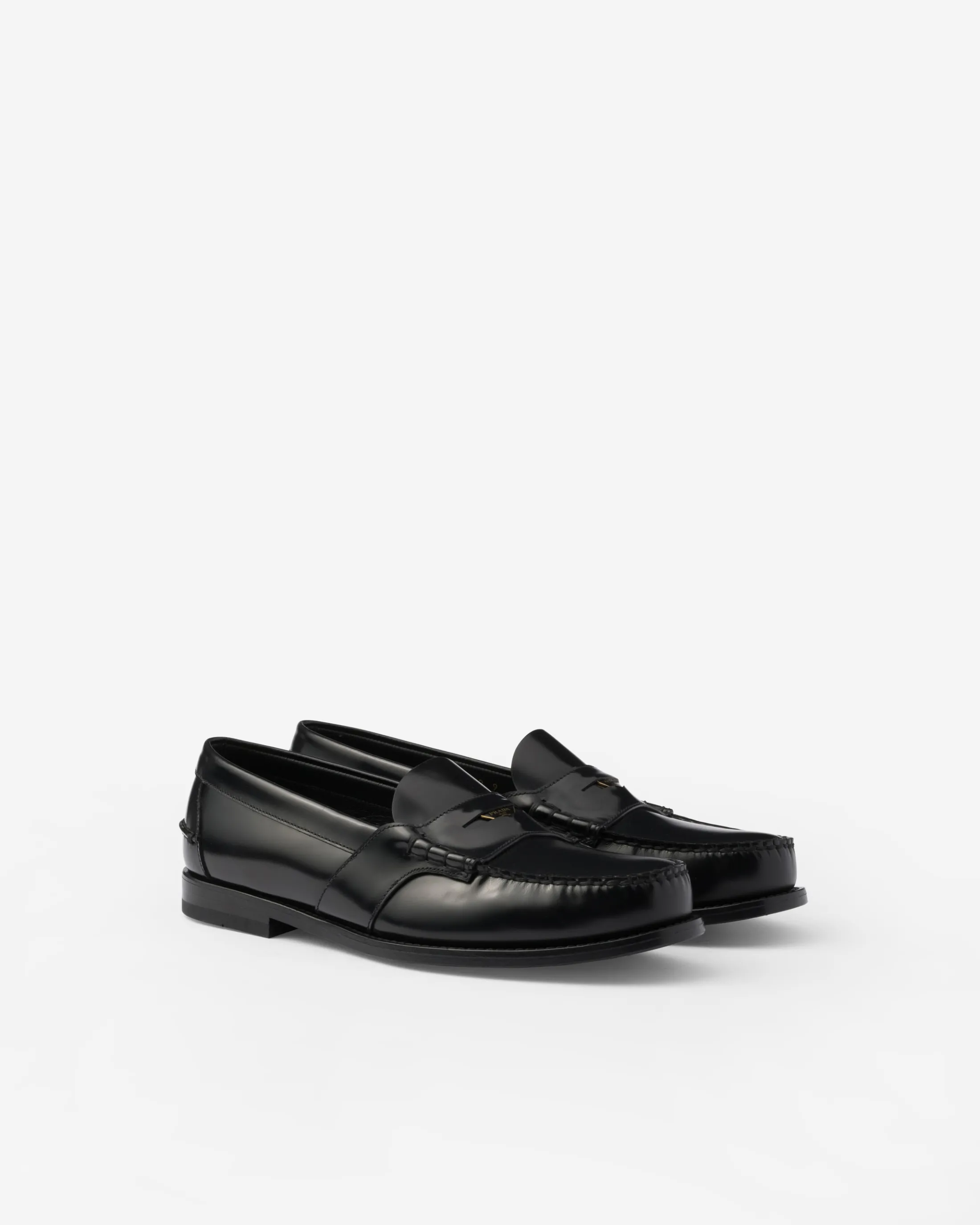 Prada Brushed leather loafers Black Online