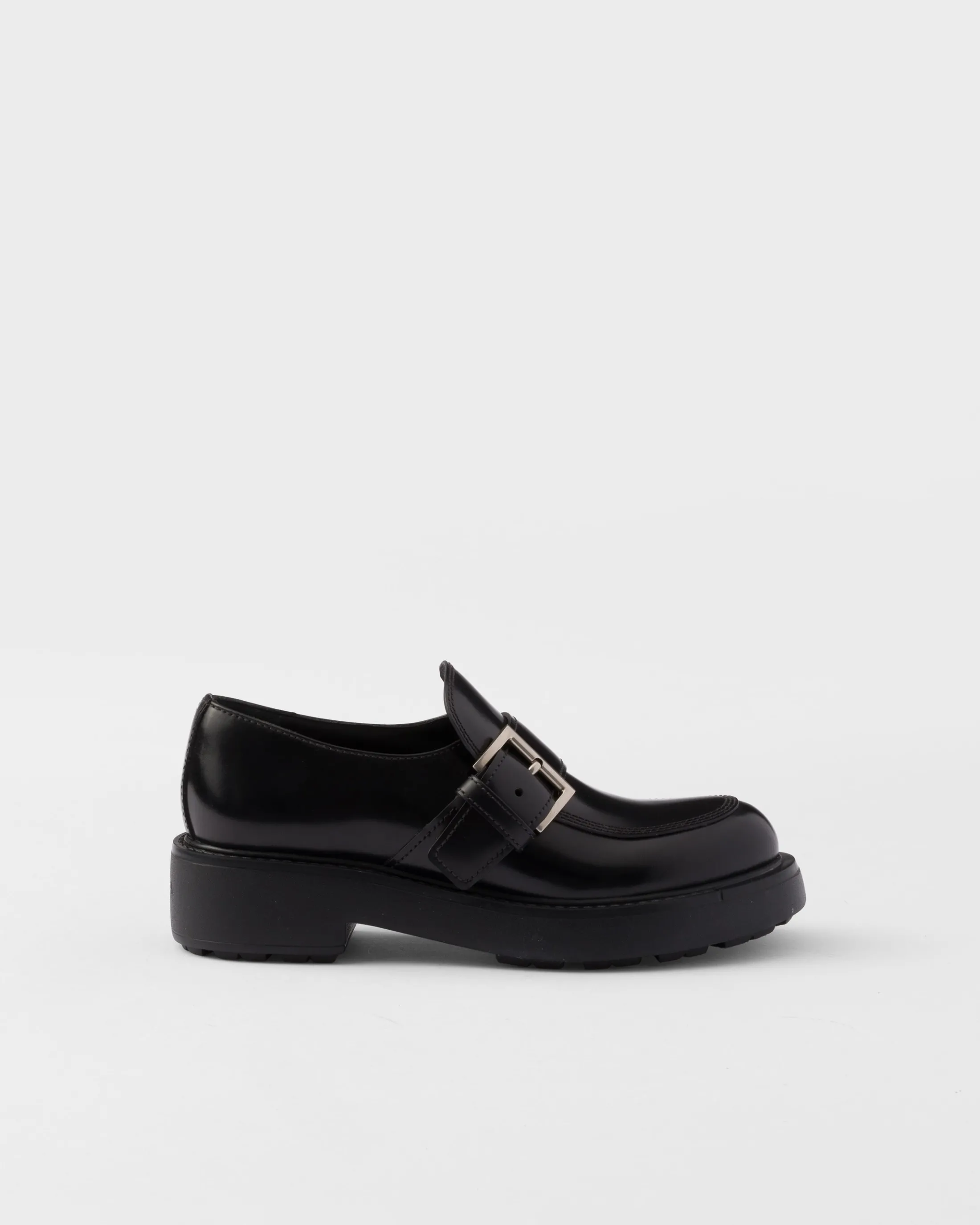 Prada Brushed leather loafers Black Store