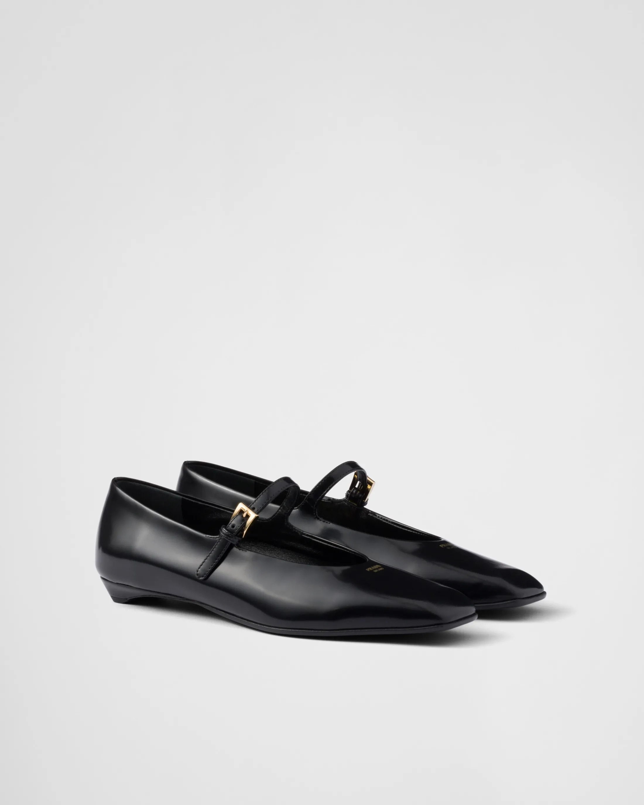 Prada Brushed leather Mary Jane ballerinas Black Discount