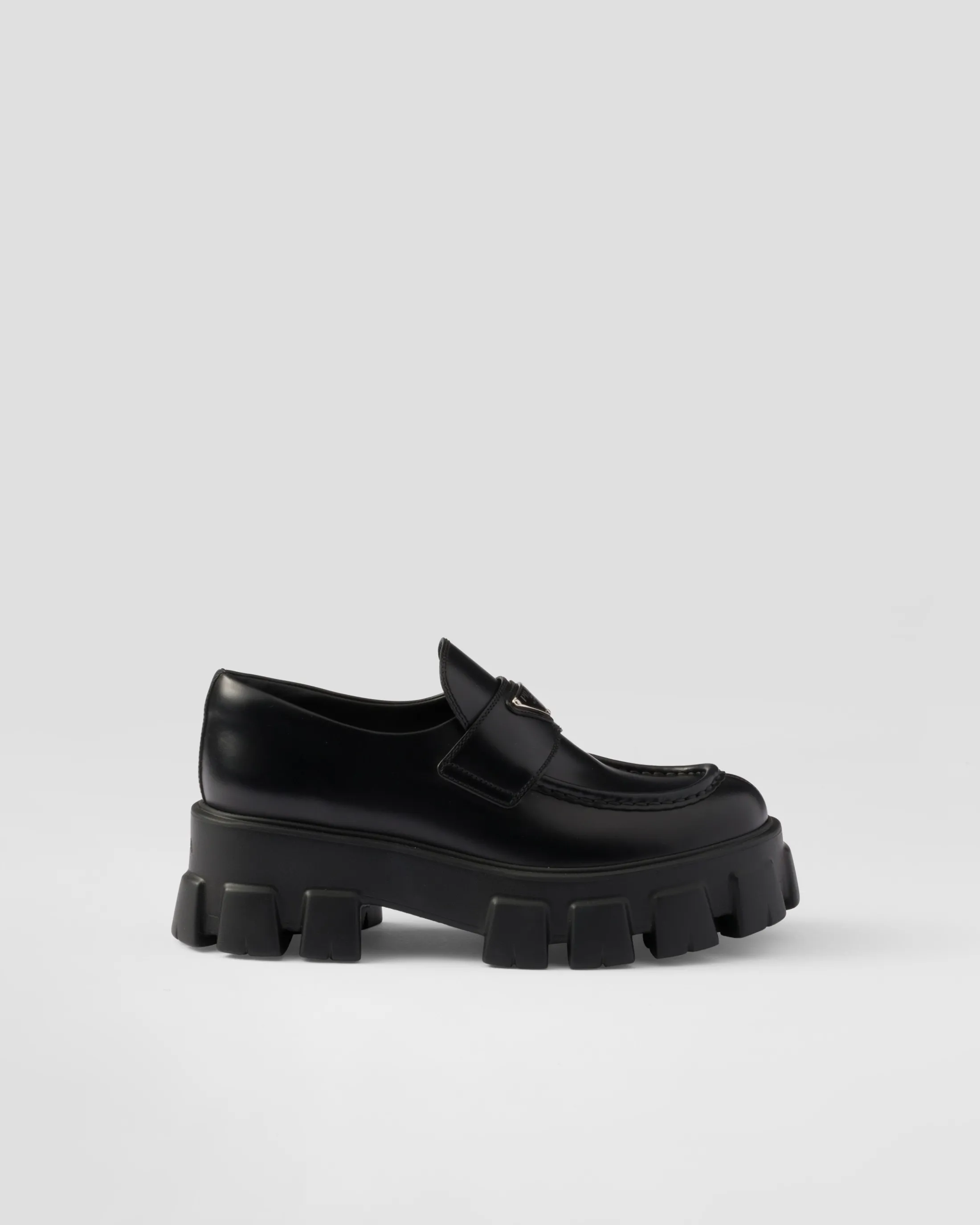 Prada Brushed leather Monolith loafers Black Online