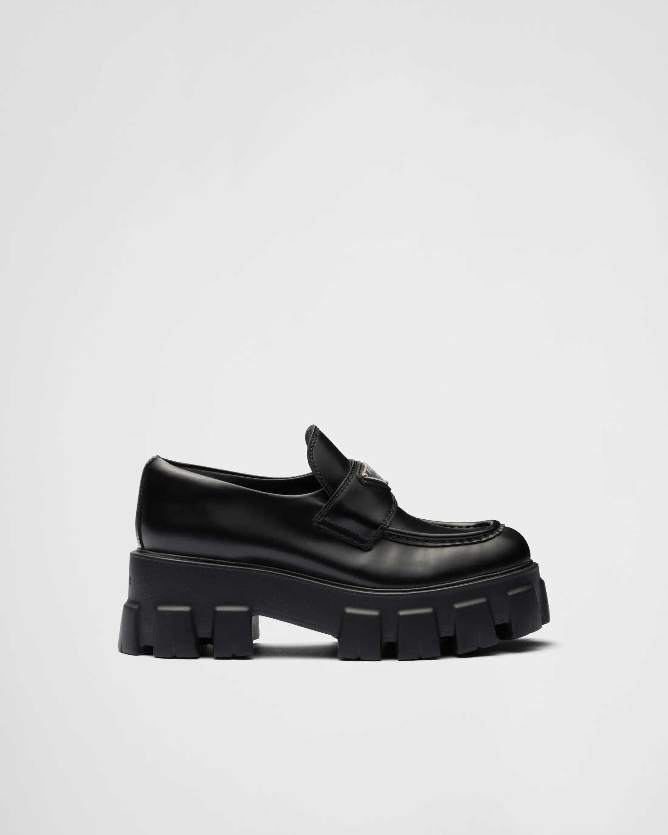 Prada Brushed leather Monolith loafers Black Best Sale