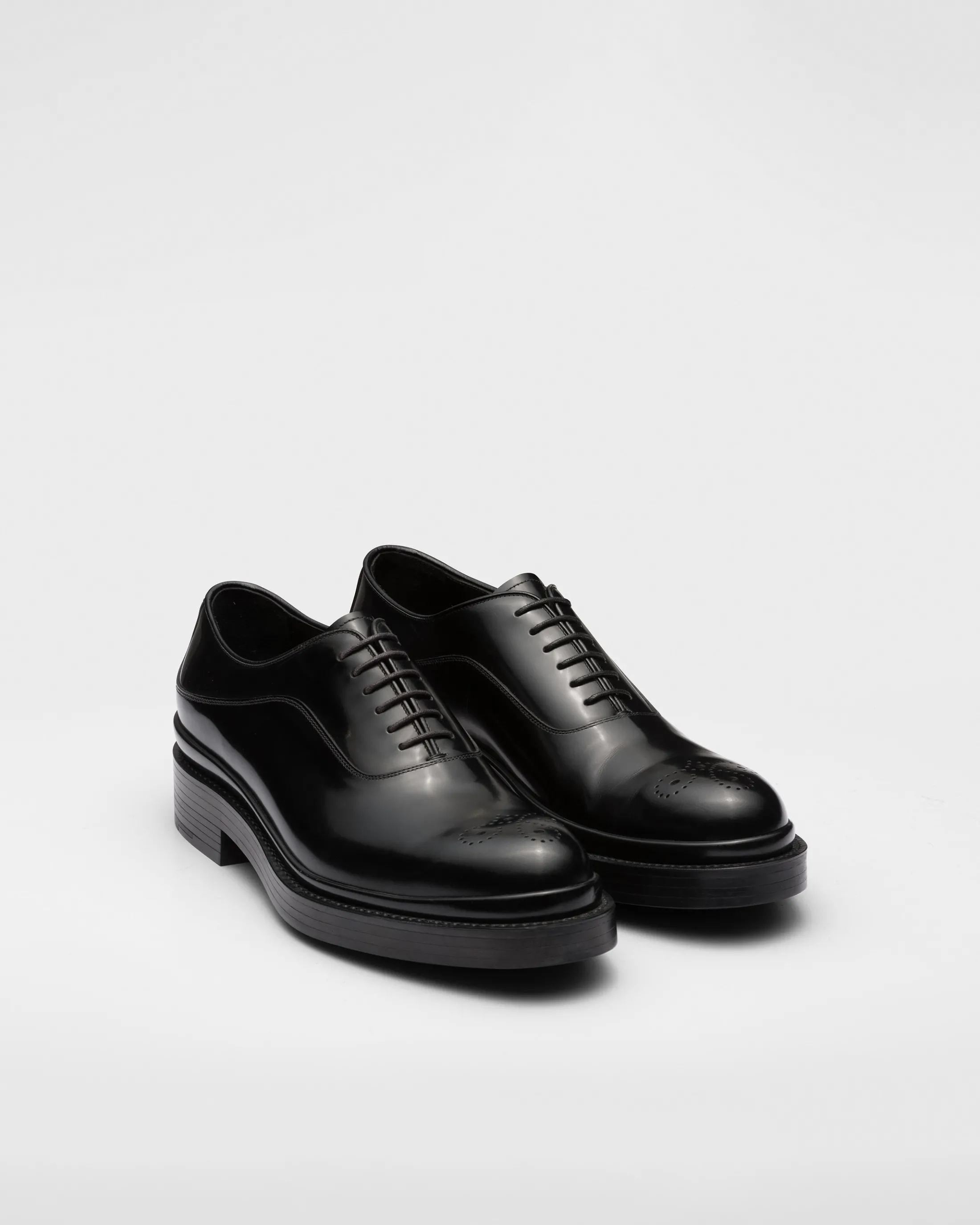 Prada Brushed Leather Oxford Shoes Black Shop