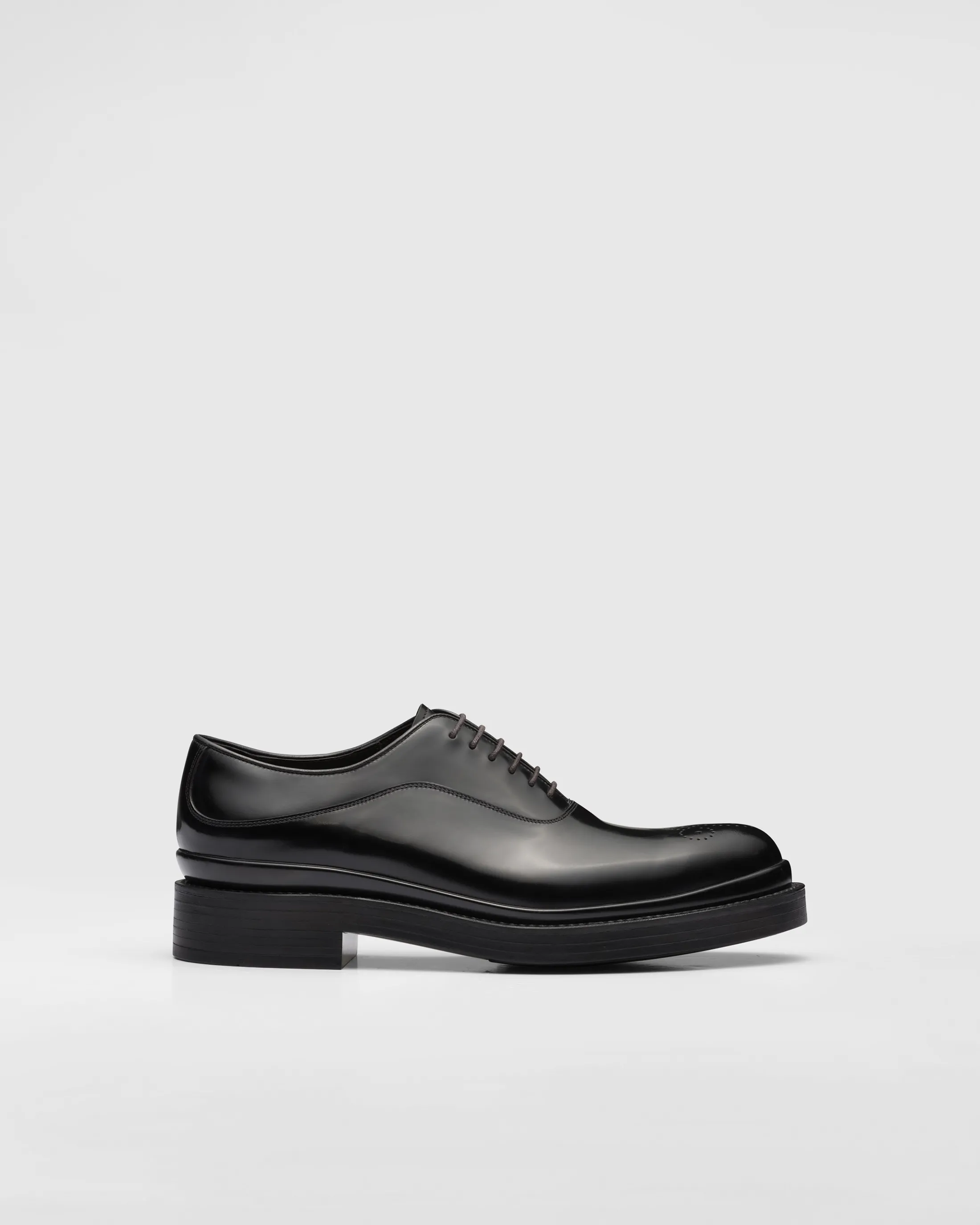 Prada Brushed Leather Oxford Shoes Black Shop