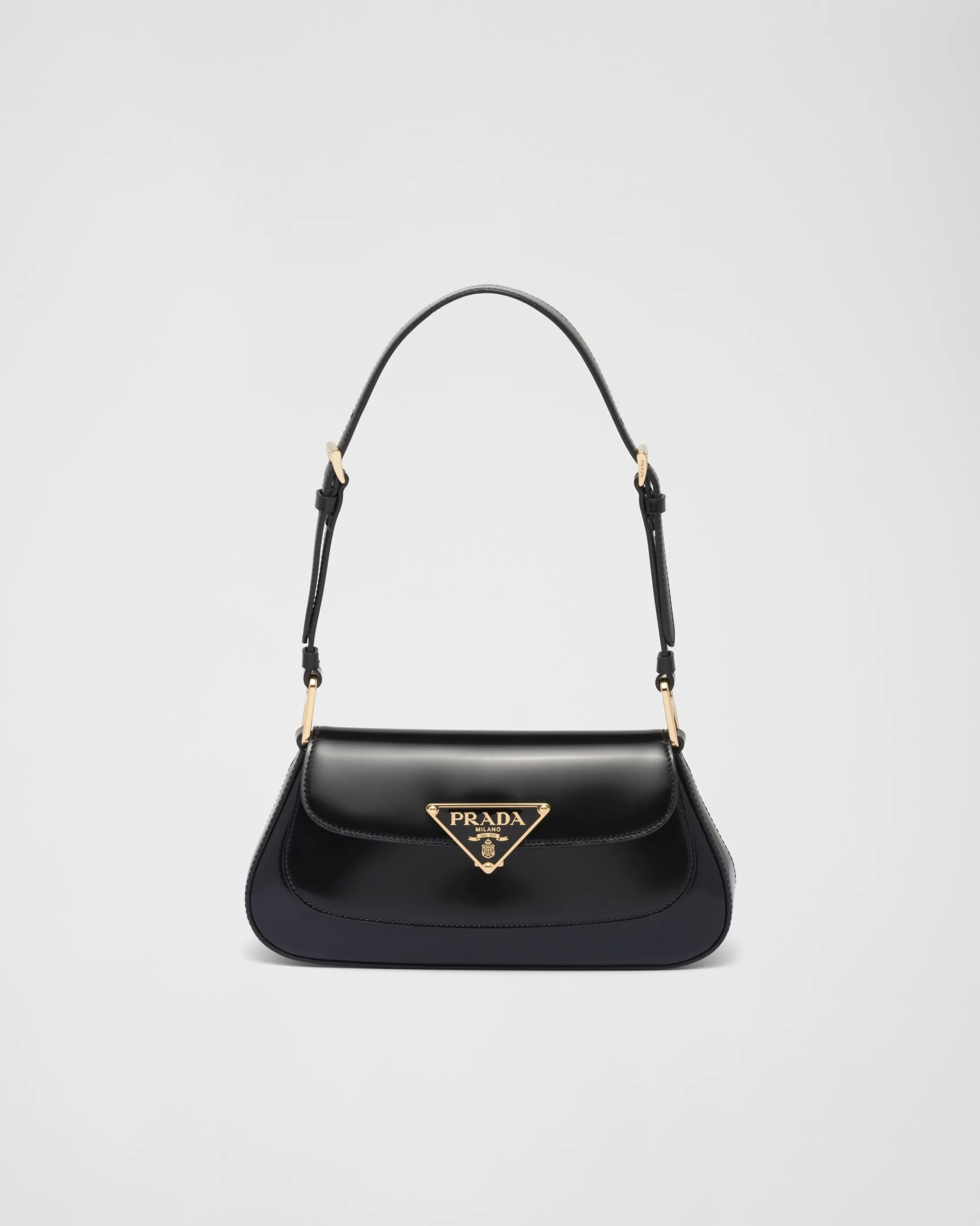 Prada Brushed leather shoulder bag Black Best Sale