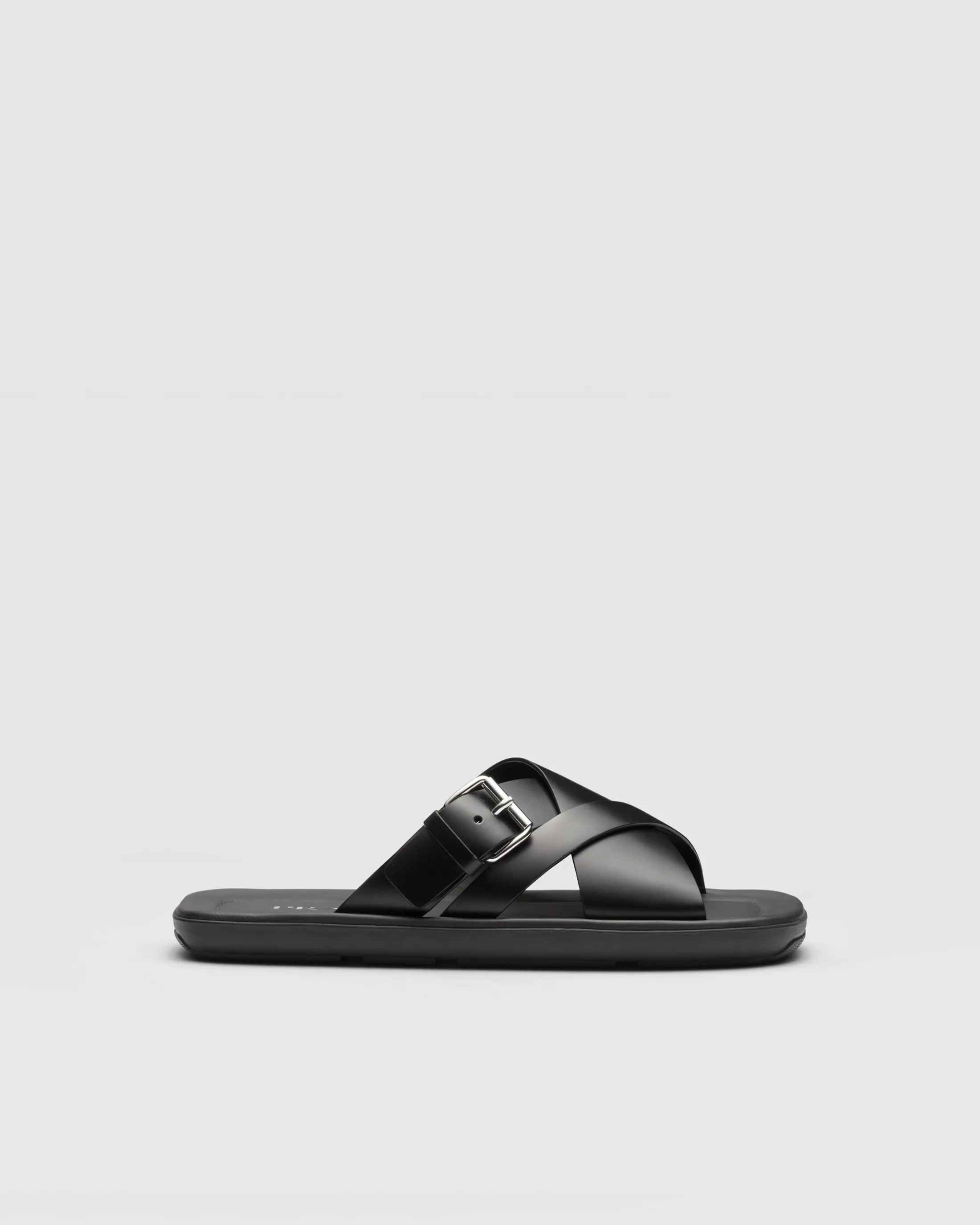 Prada Brushed leather slides Black Flash Sale